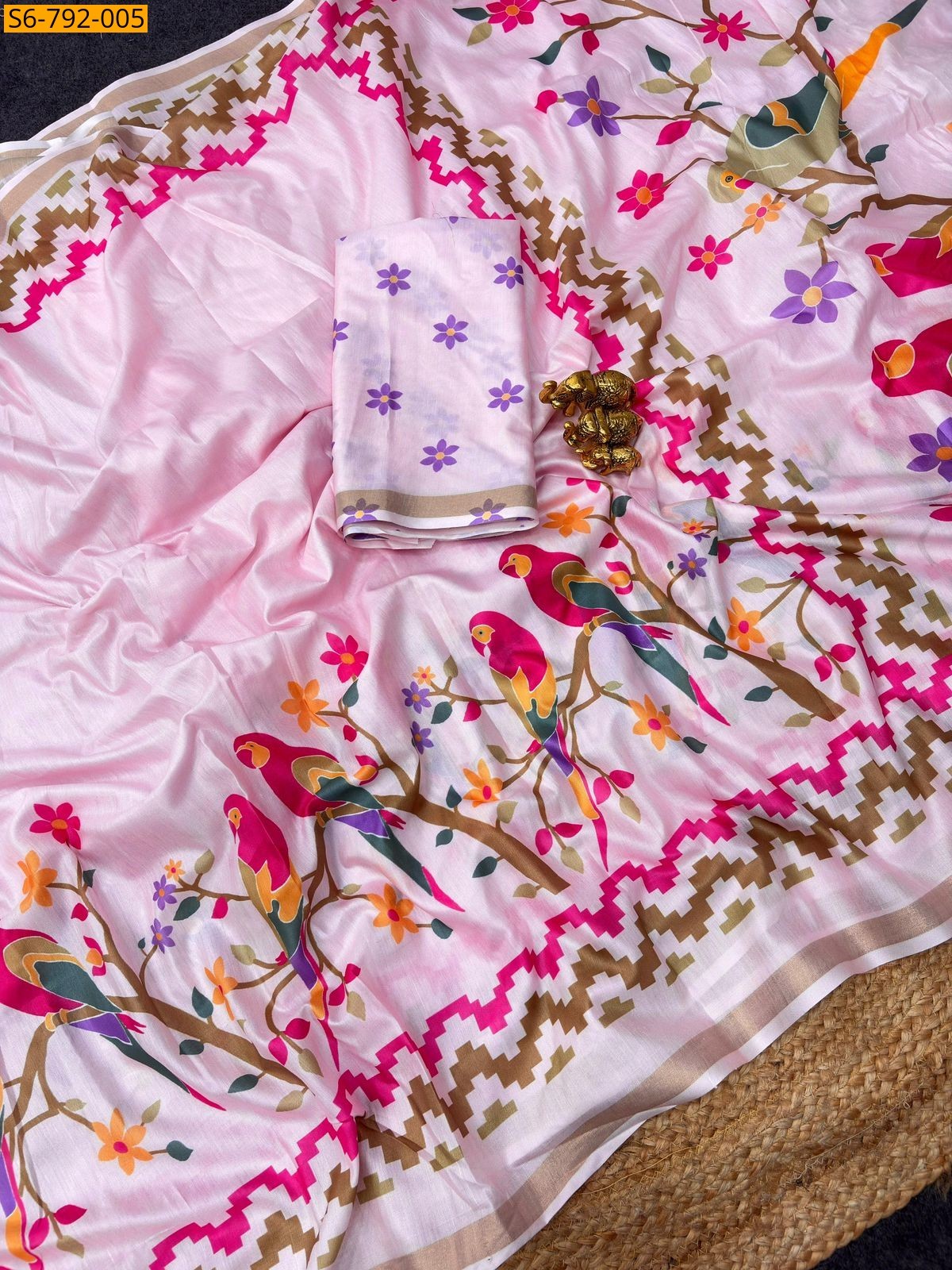 Pink Fancy Soft Mulmul Cotton Saree