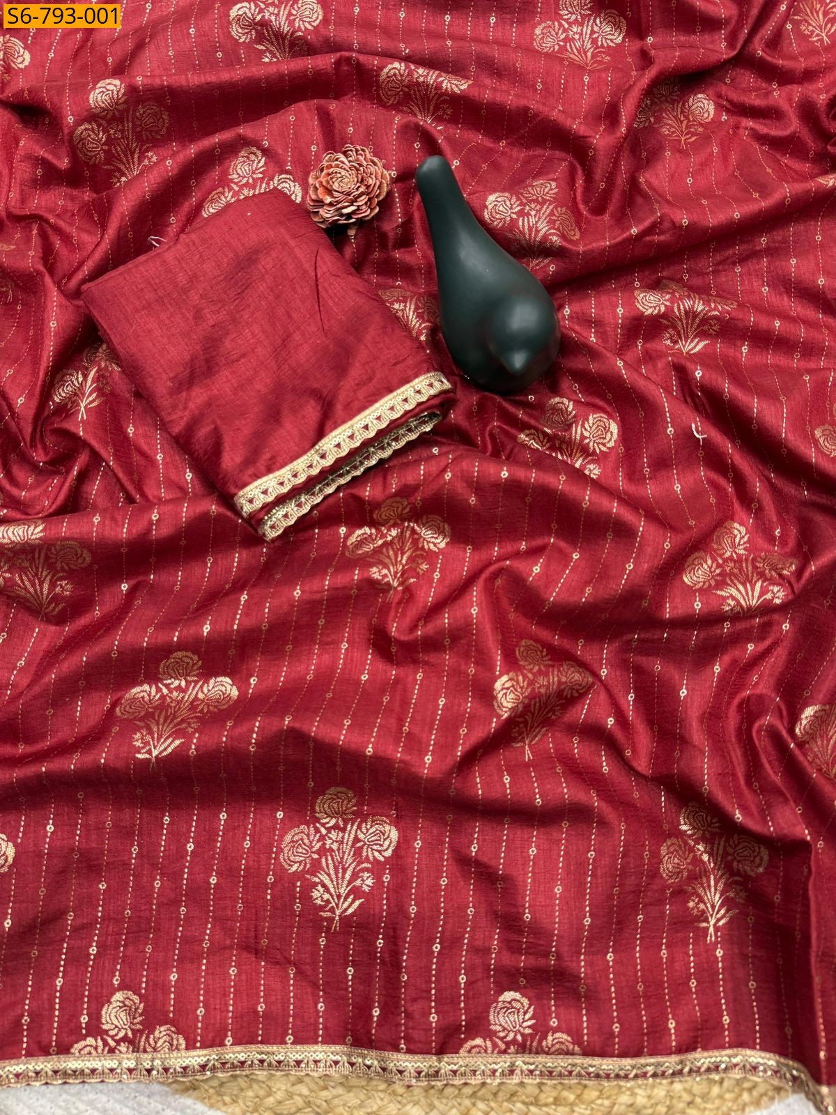 Red Fancy Foil Prined Saree