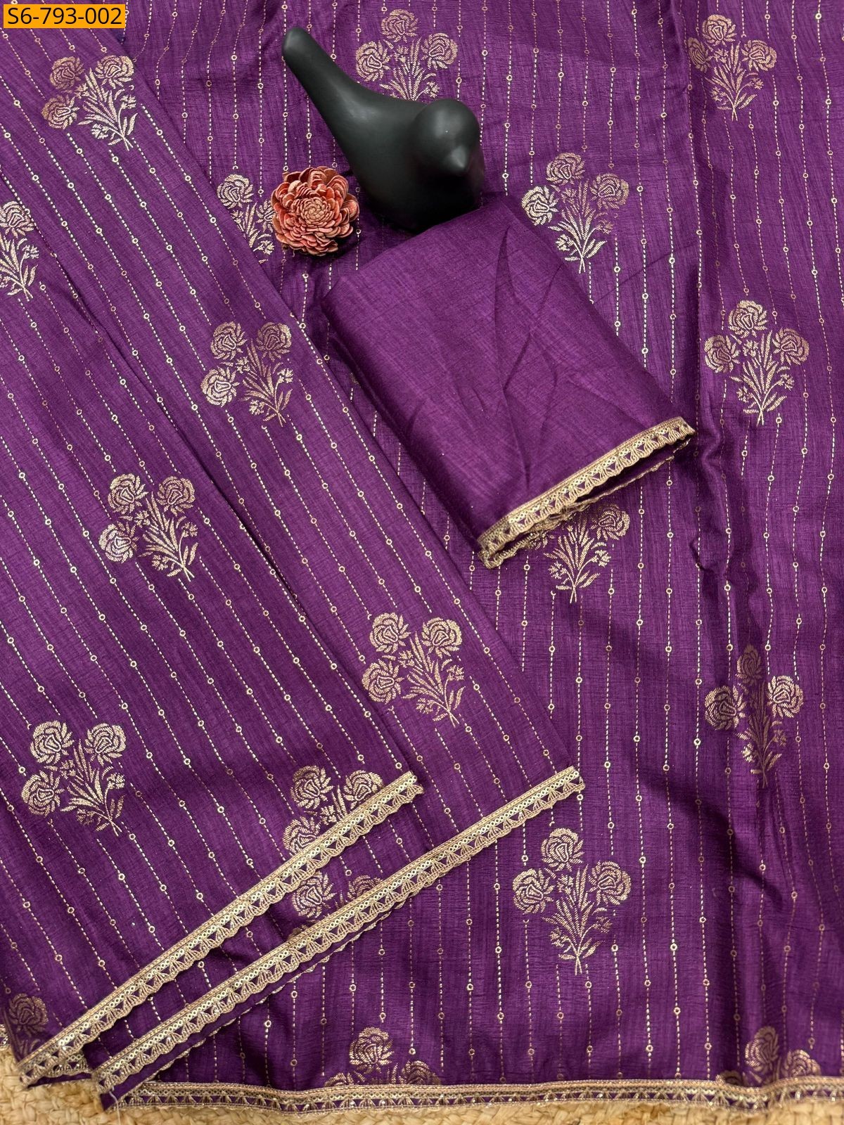 Magenta Fancy Foil Prined Saree