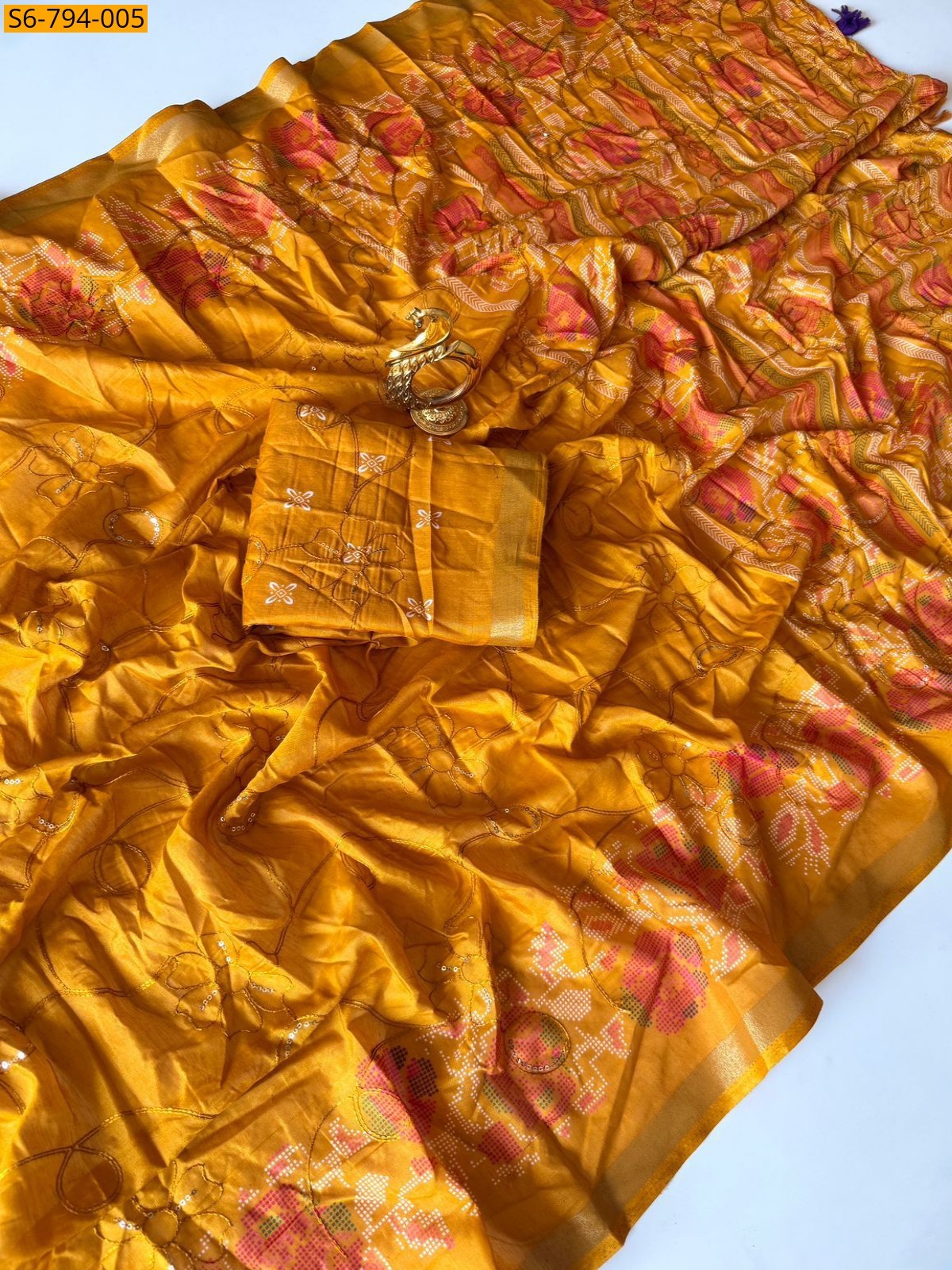 Yellow Fancy Mul Cotton Saree