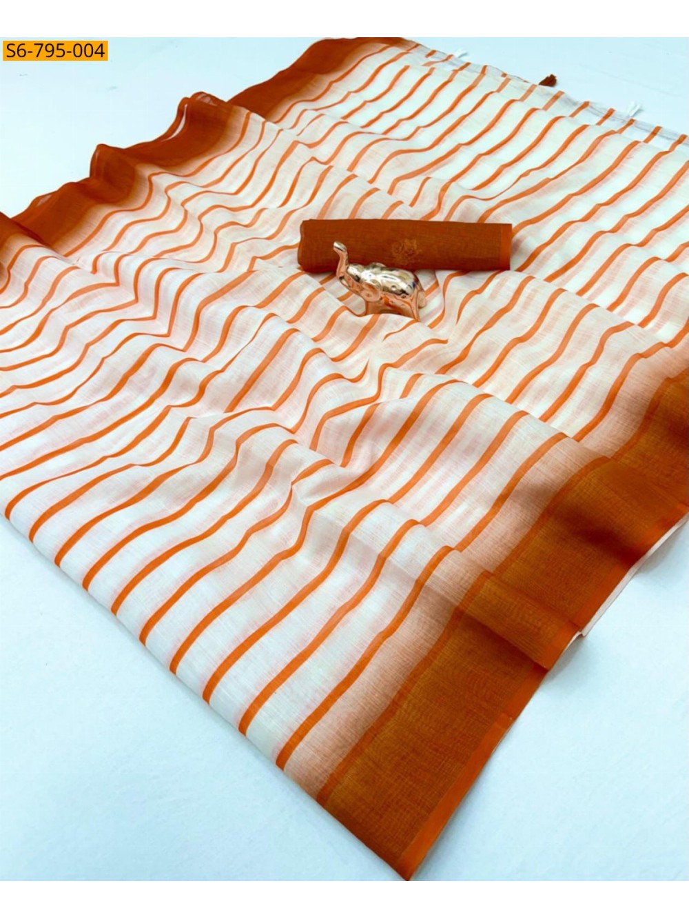 Fancy Plain Soft Linen  Saree