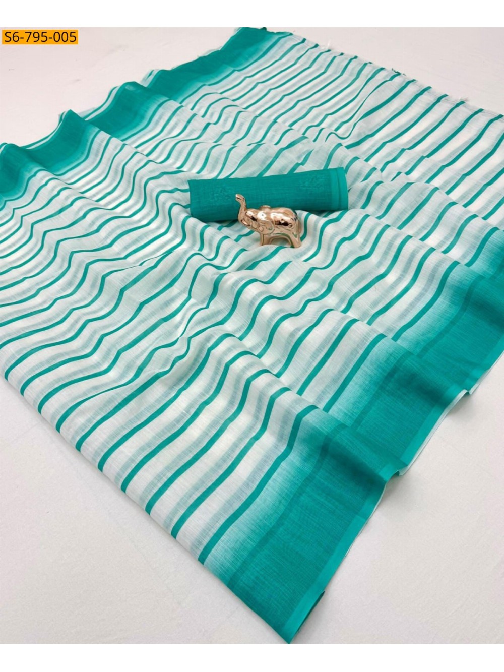 Fancy Plain Soft Linen  Saree