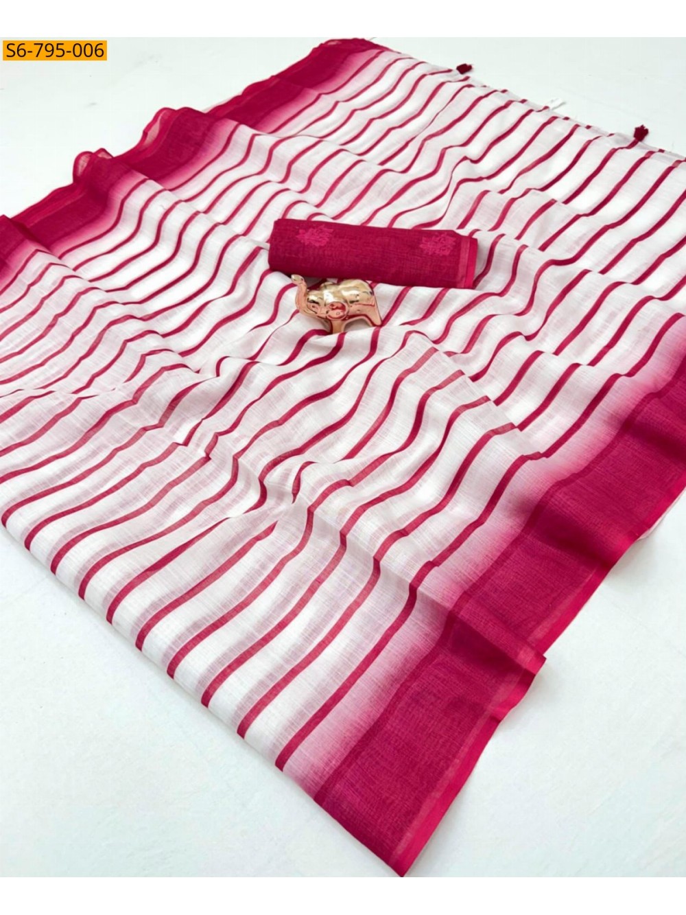 Fancy Plain Soft Linen  Saree