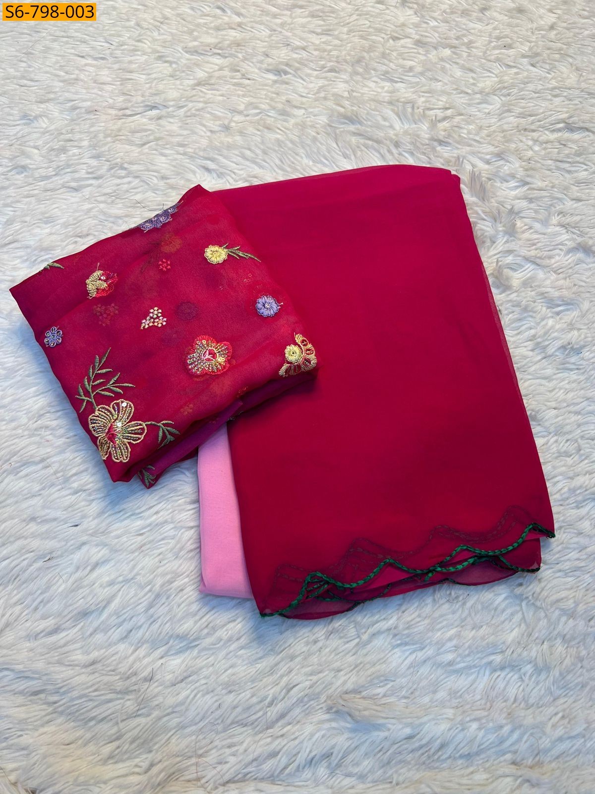 Pink Fancy Georgette Saree