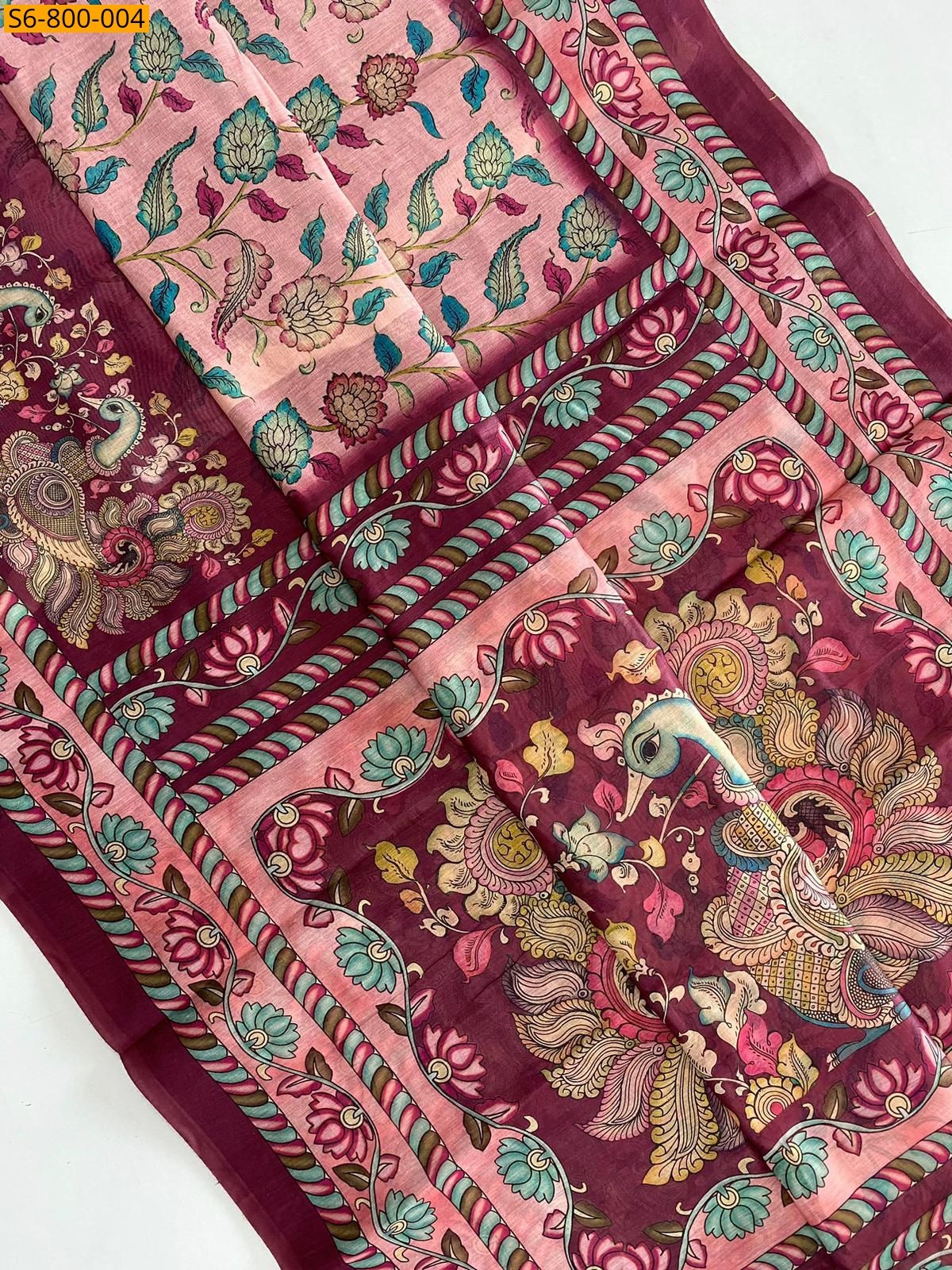 Pink Fancy Malai Cotton Saree