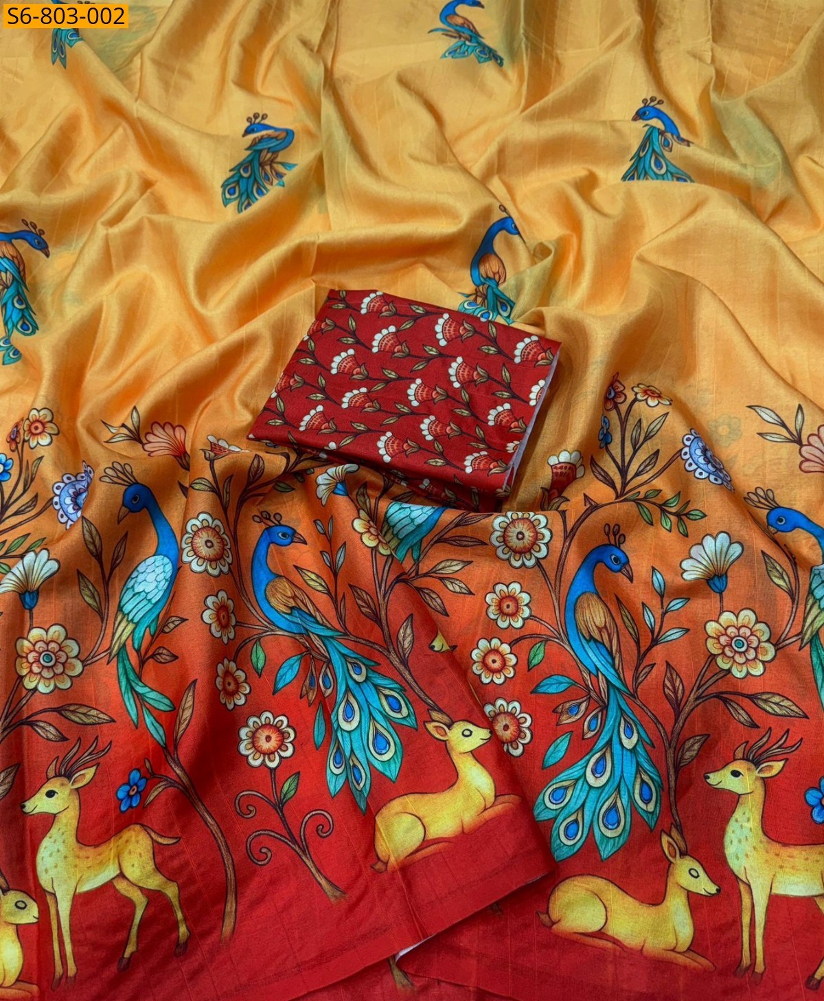 Yellow Fancy Tussar Silk Saree