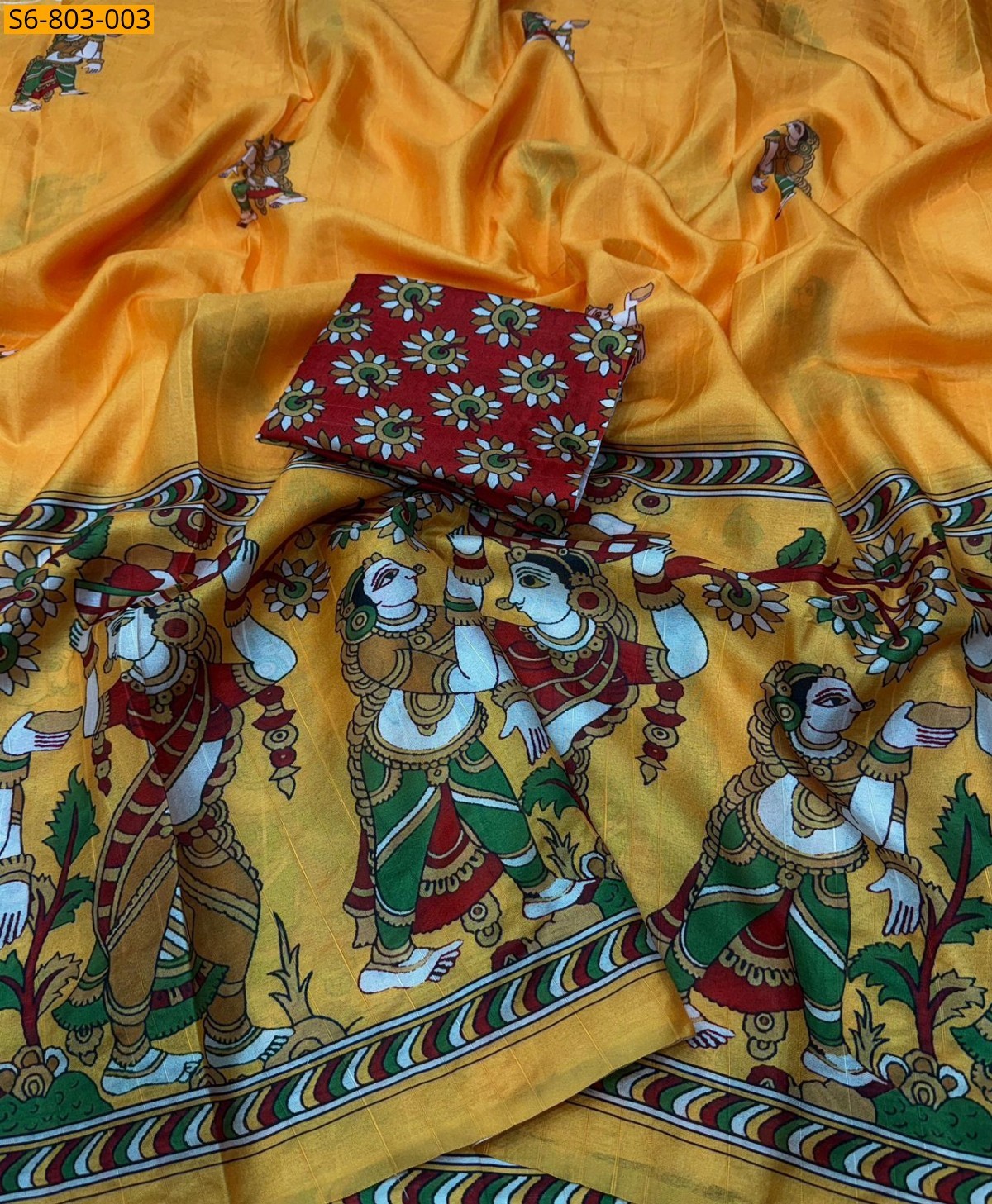 Yellow Fancy Tussar Silk Saree