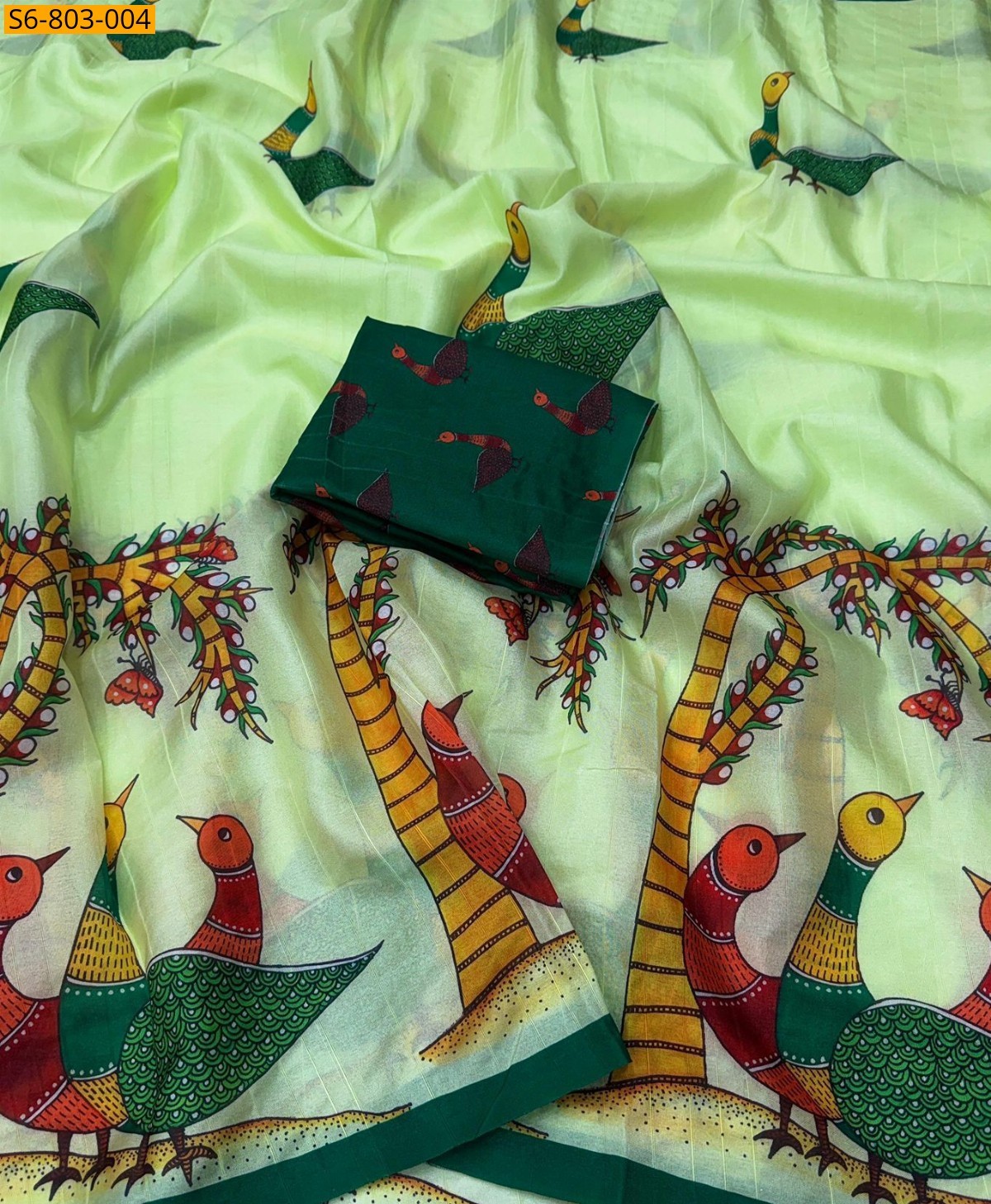 Light Green Fancy Tussar Silk Saree