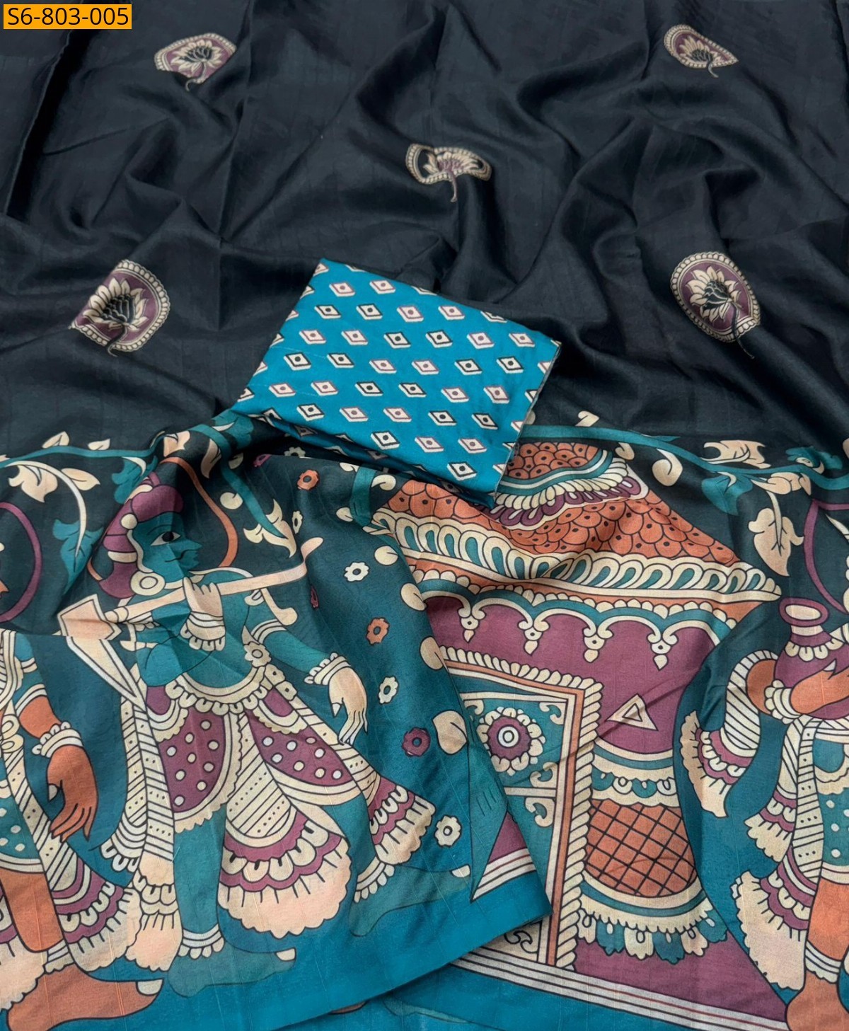 Black Fancy Tussar Silk Saree