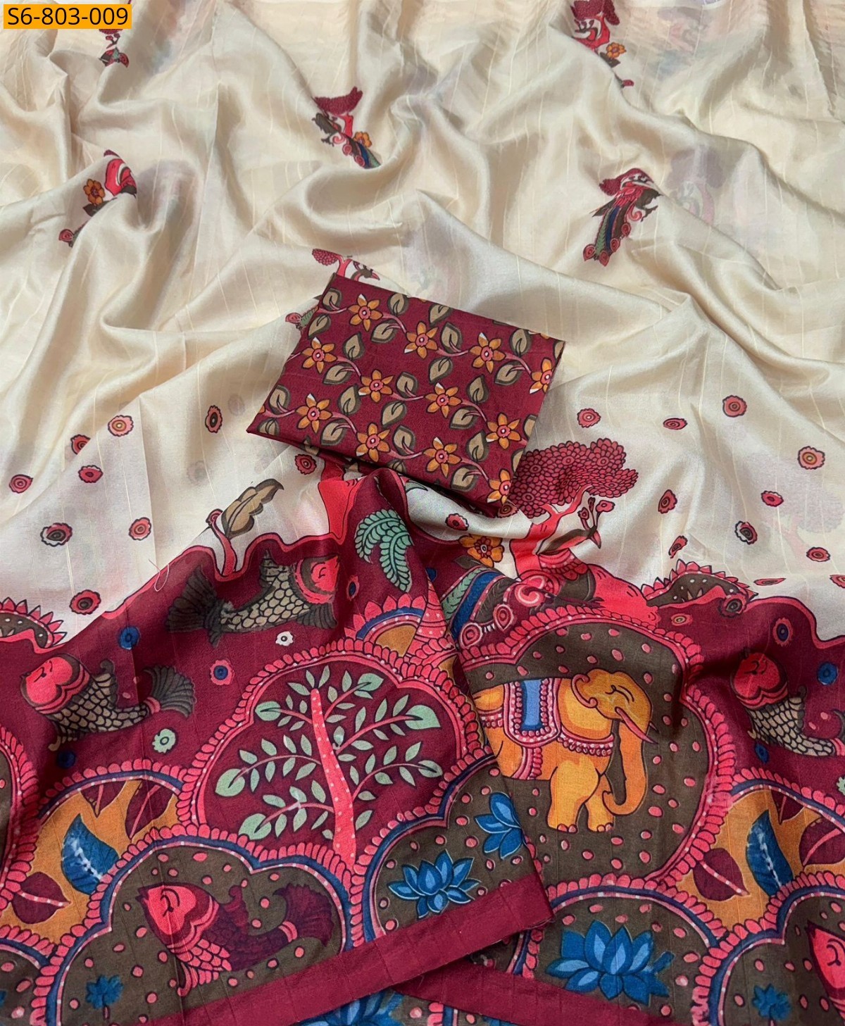 Off White Fancy Tussar Silk Saree