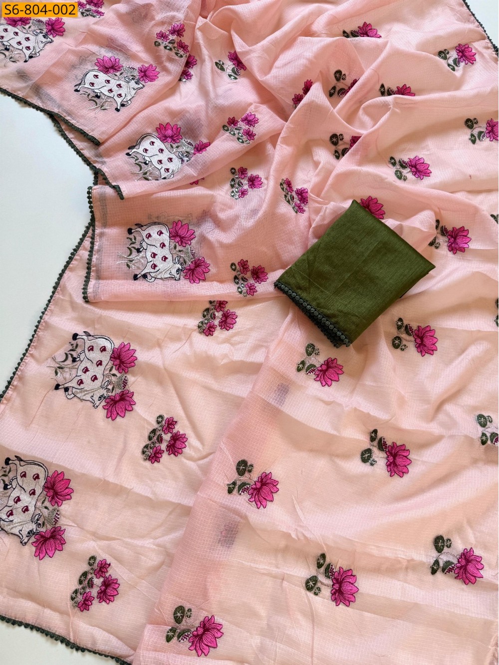 Fancy Kota Checks Embroidery Saree