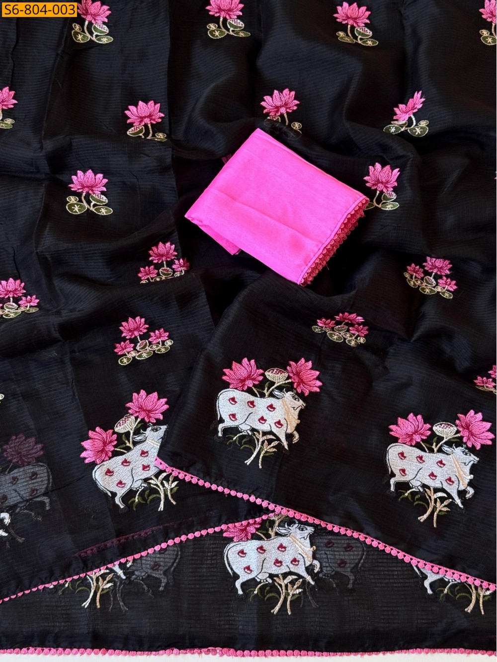 Fancy Kota Checks Embroidery Saree