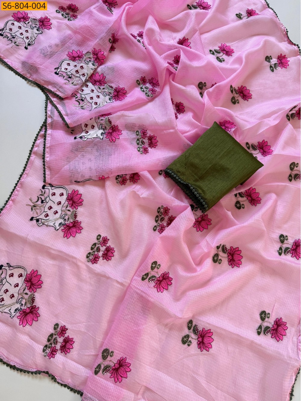 Fancy Kota Checks Embroidery Saree