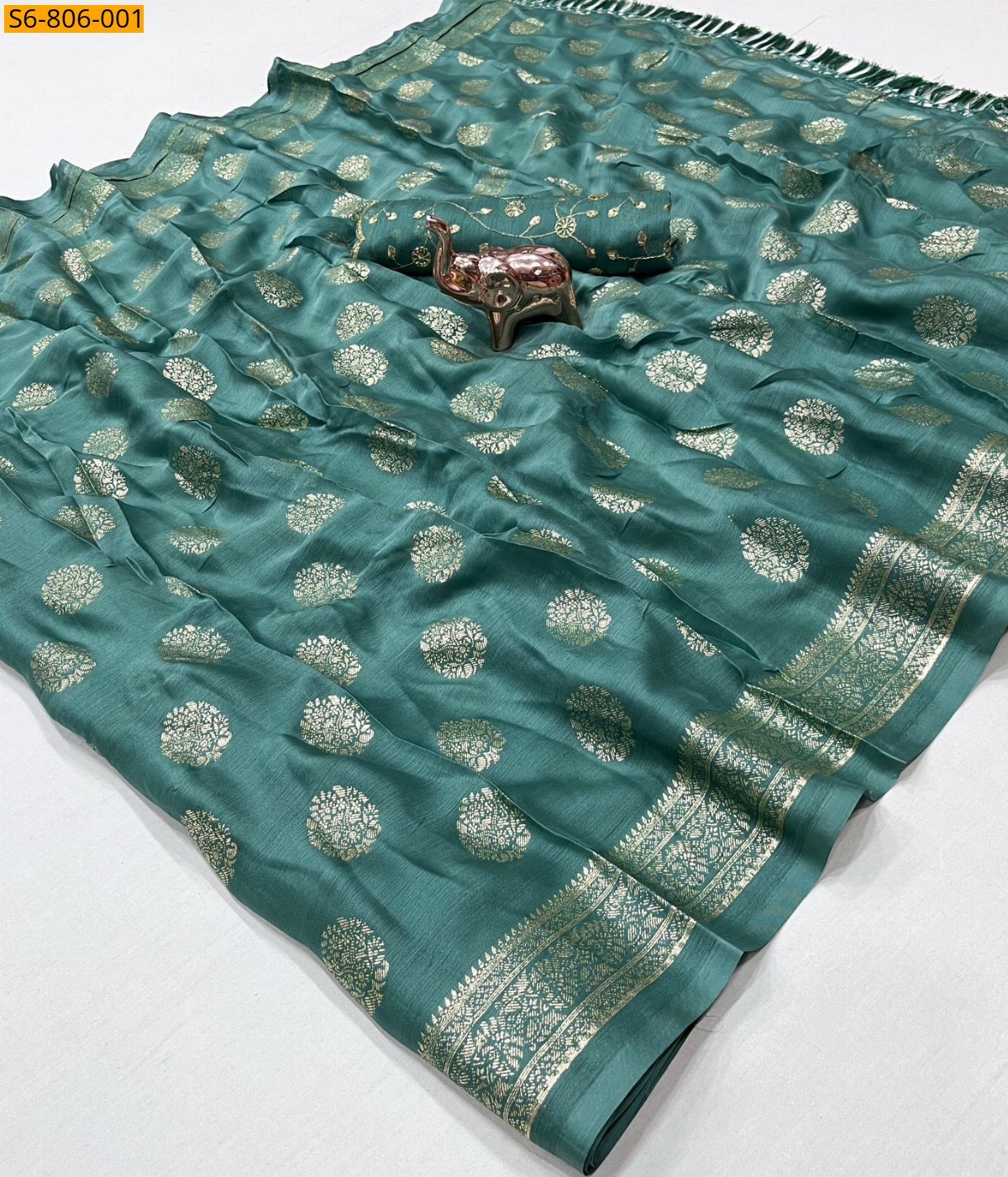 Sea Green Fancy Star Georgette Saree