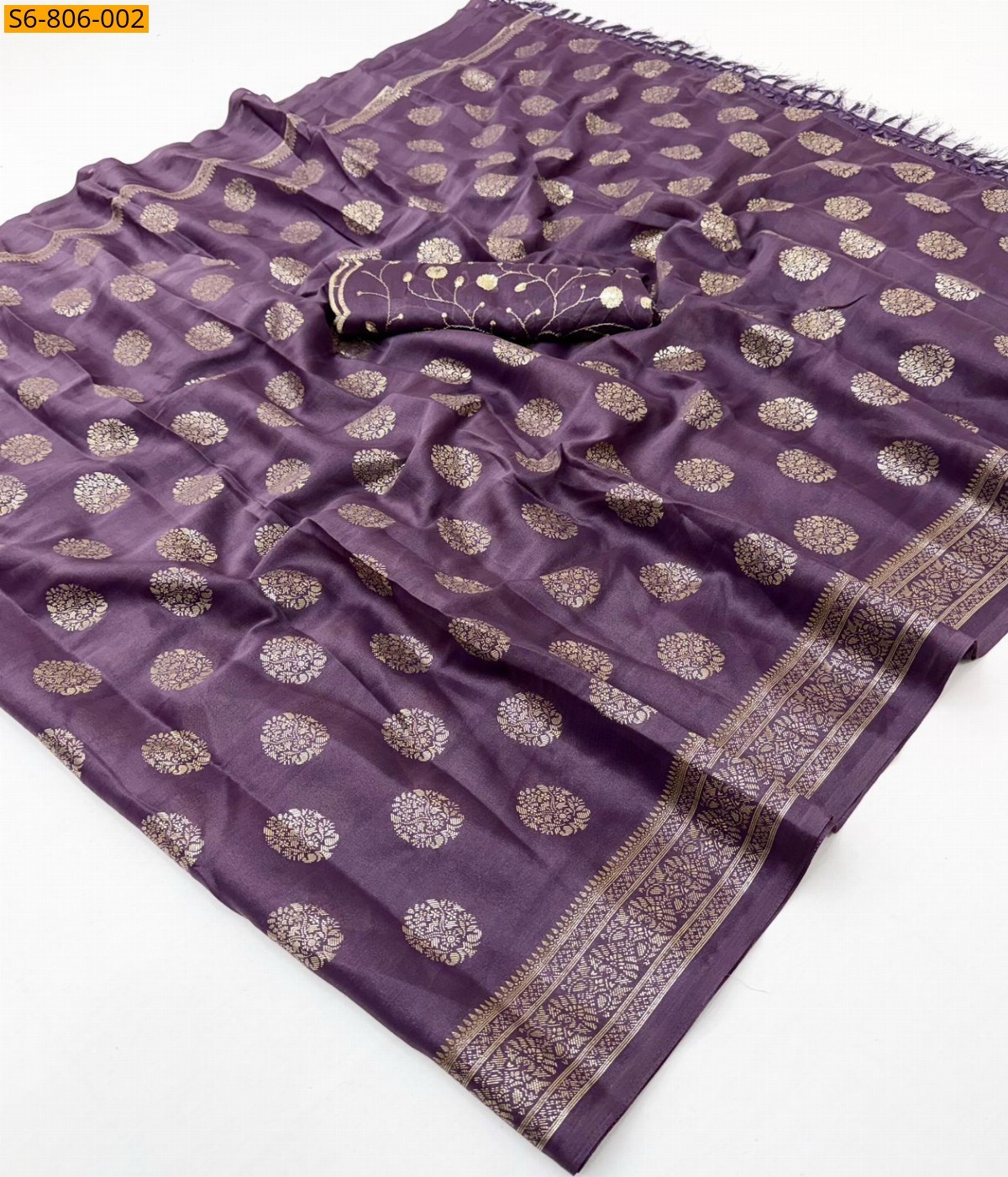 Purple Fancy Star Georgette Saree