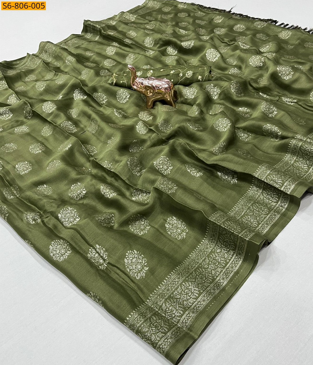 Green Fancy Star Georgette Saree