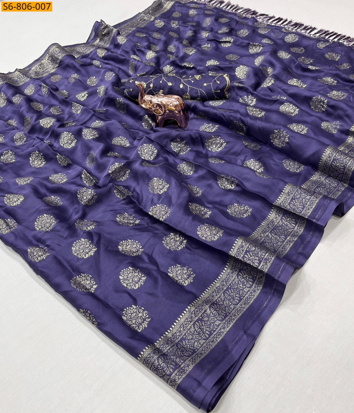 Blue Fancy Star Georgette Saree