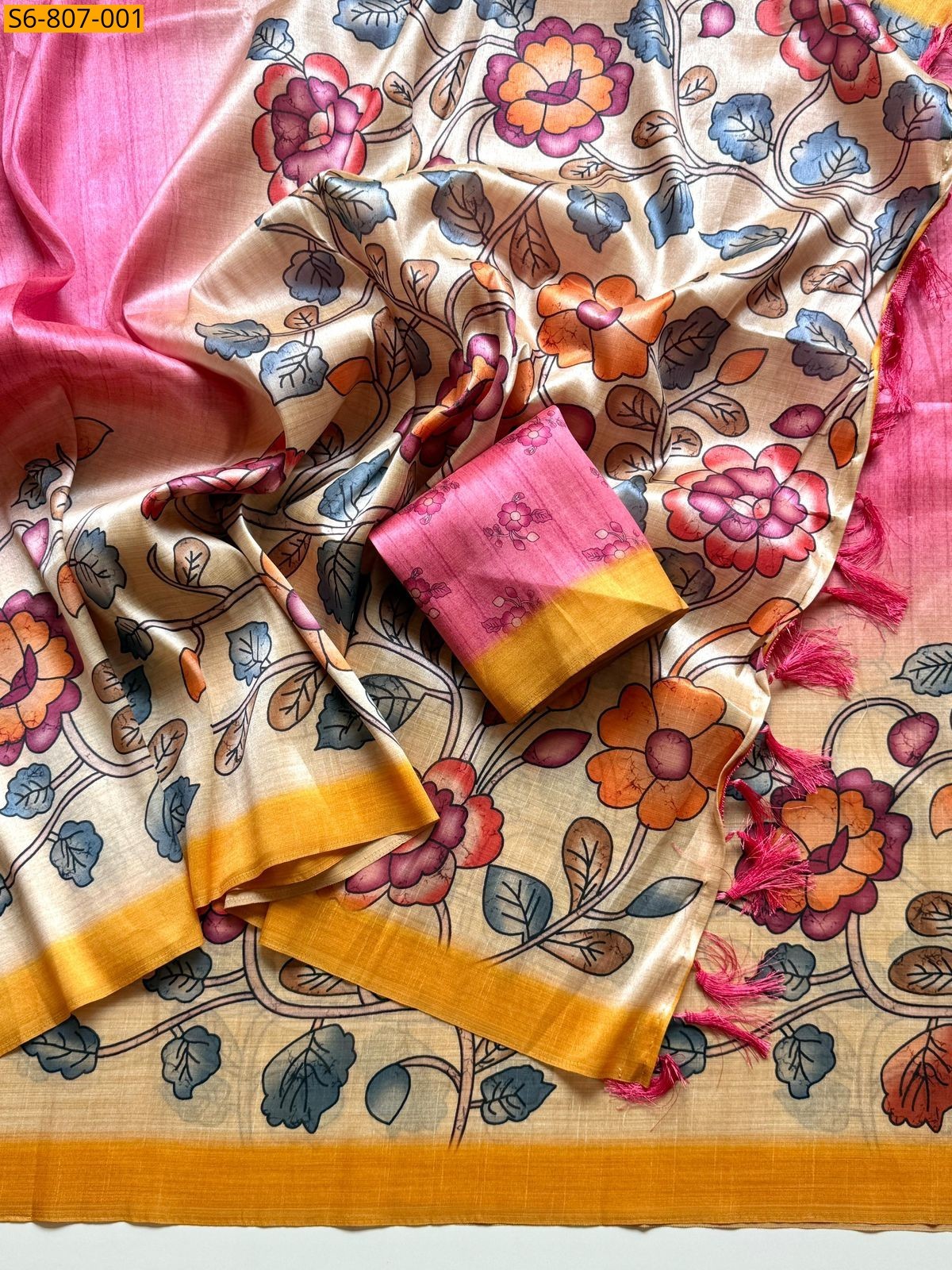 Pink Fancy Cotton Silk Saree