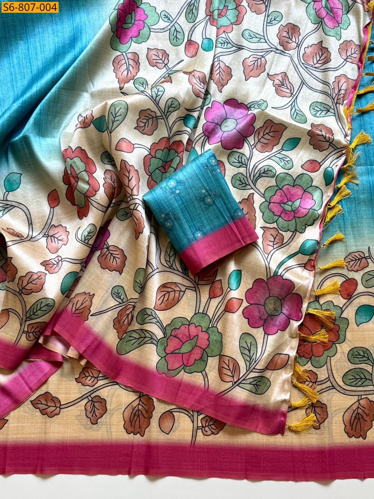 Blue Fancy Cotton Silk Saree