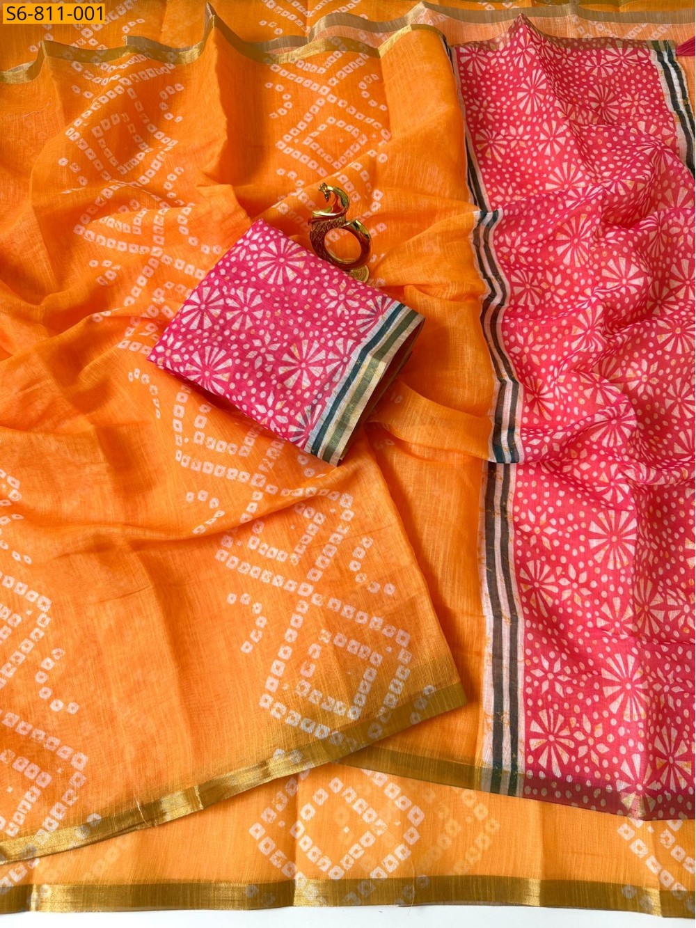 Fancy linen cotton saree