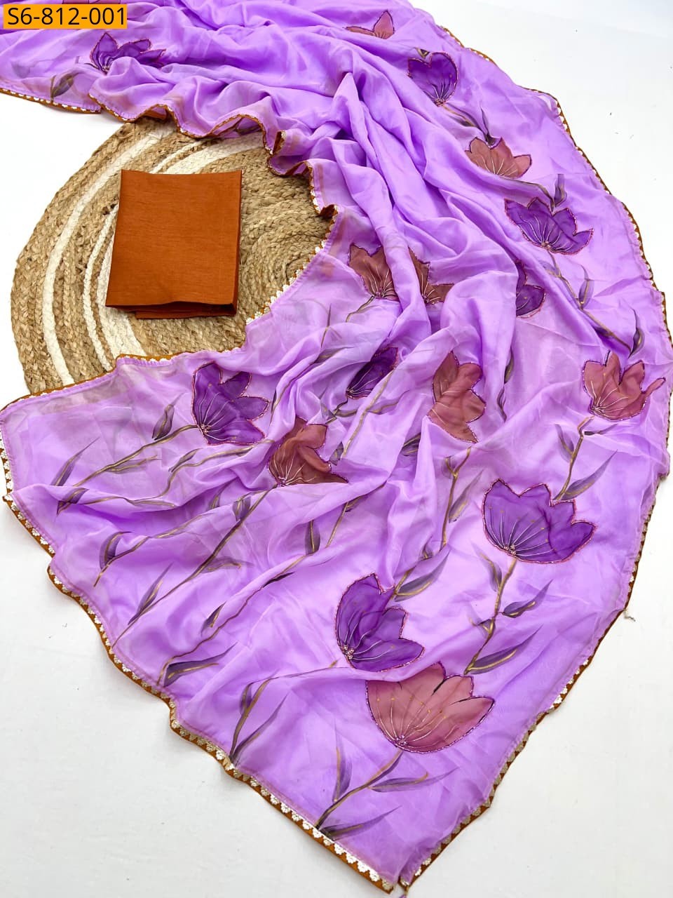 Lavender Fancy Soft Tebby Silk Saree