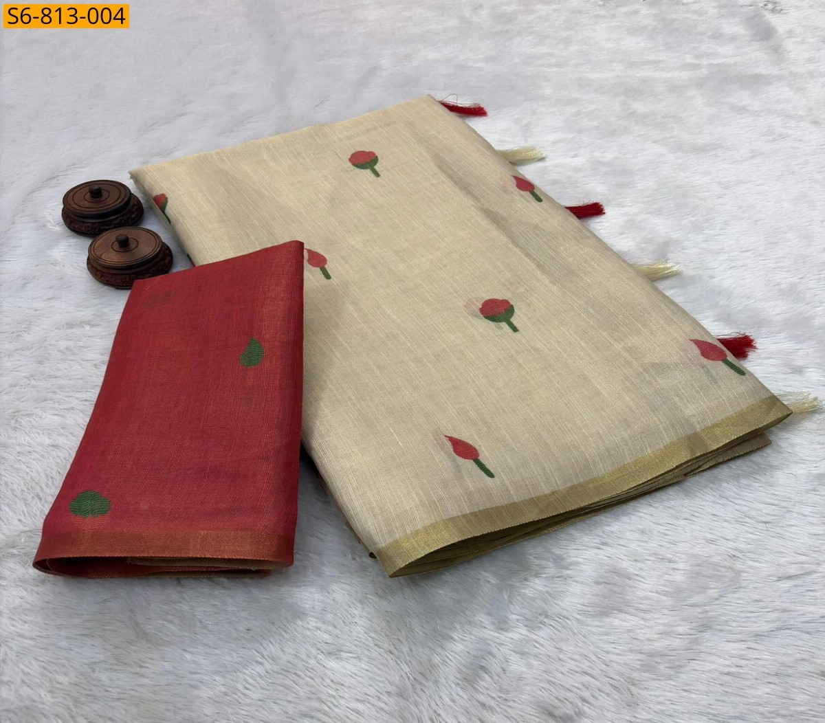 Sandal Fancy Soft Erode Silk Saree
