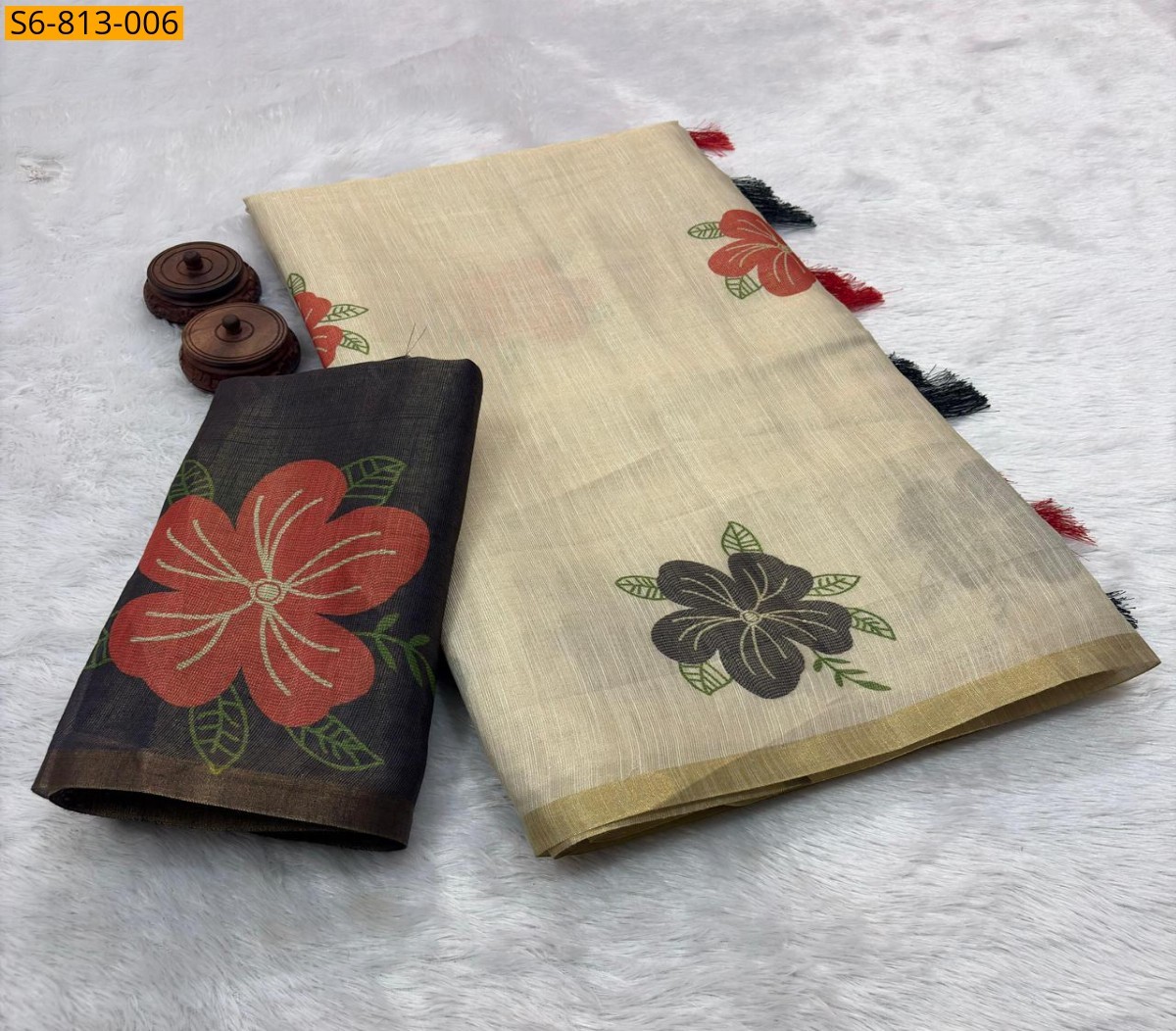 Sandal Fancy Soft Erode Silk Saree
