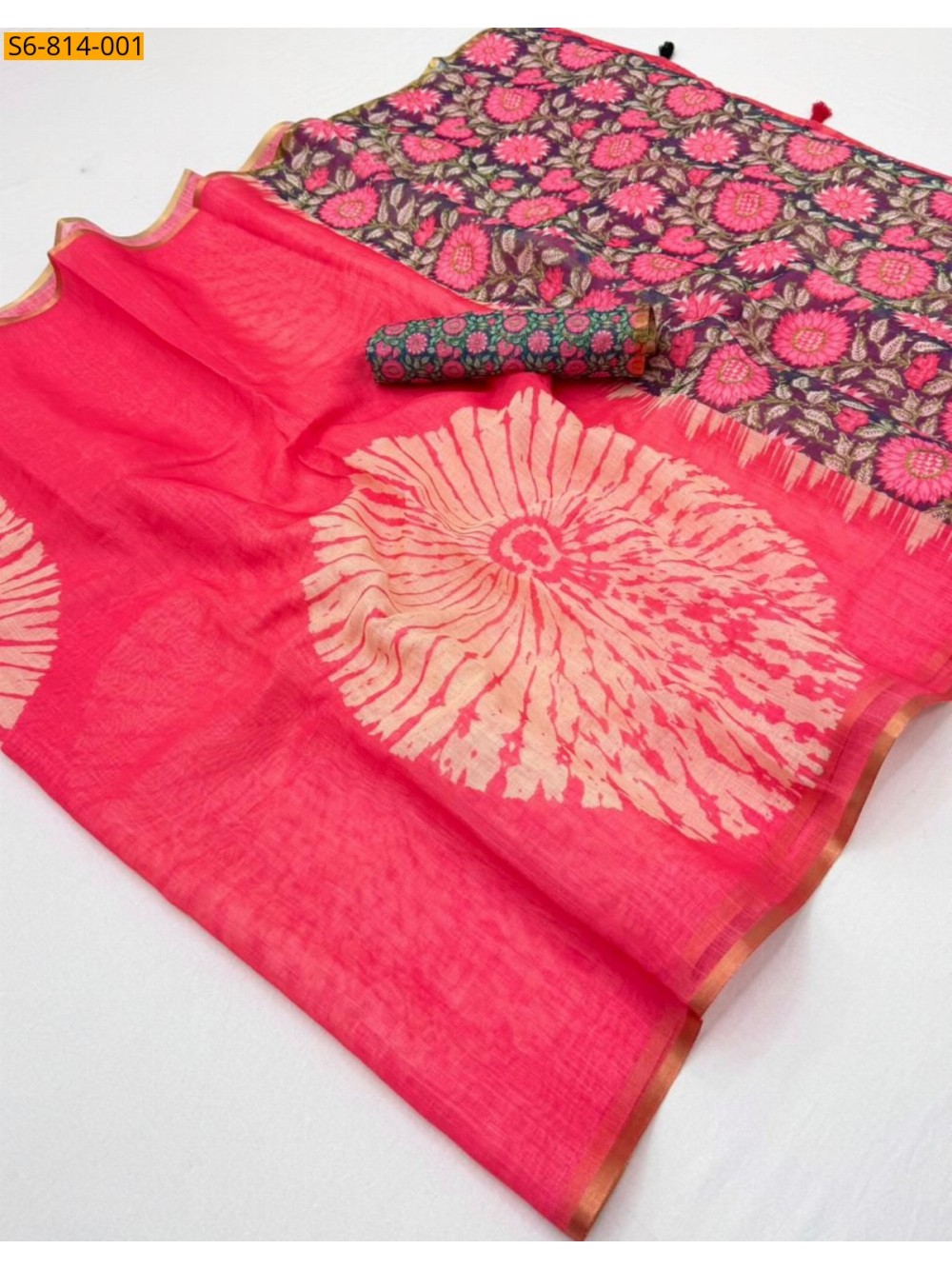 Fancy Soft mix cotton Linen Saree