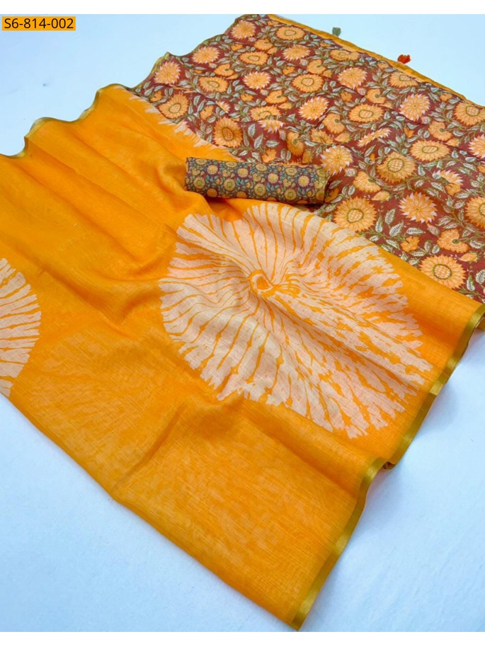 Fancy Soft mix cotton Linen Saree