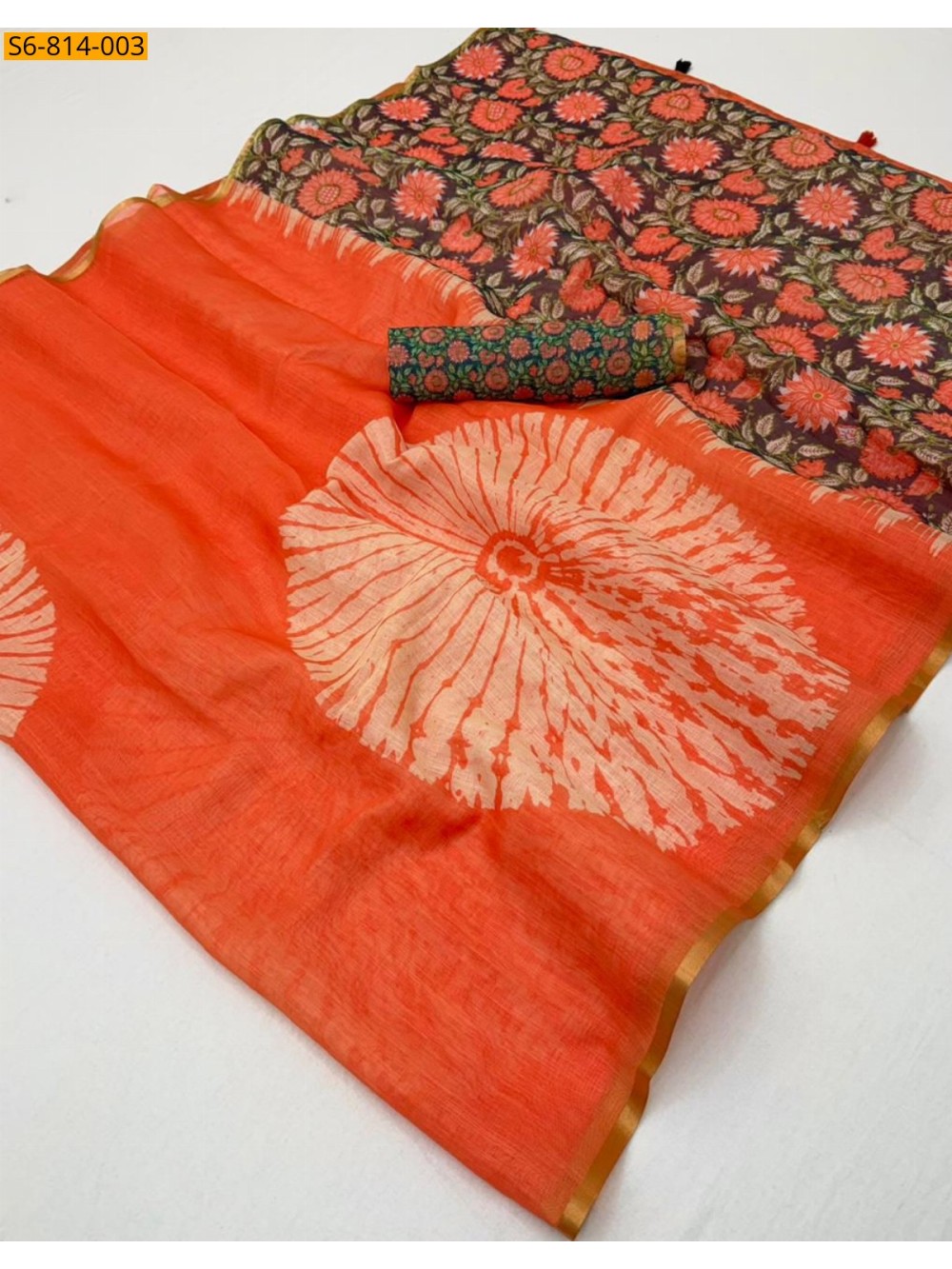 Fancy Soft mix cotton Linen Saree