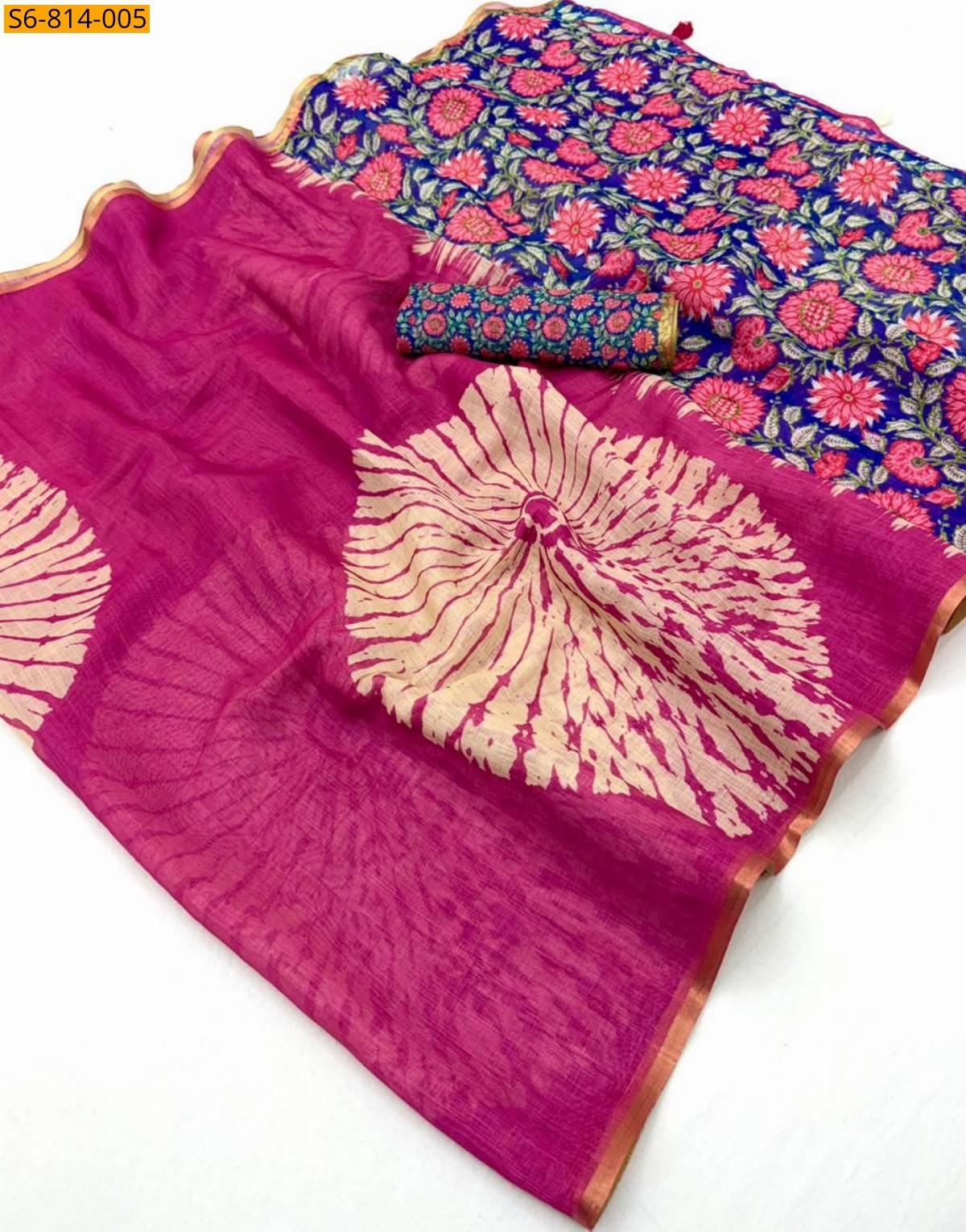 Pink Fancy Soft mix cotton Linen Saree