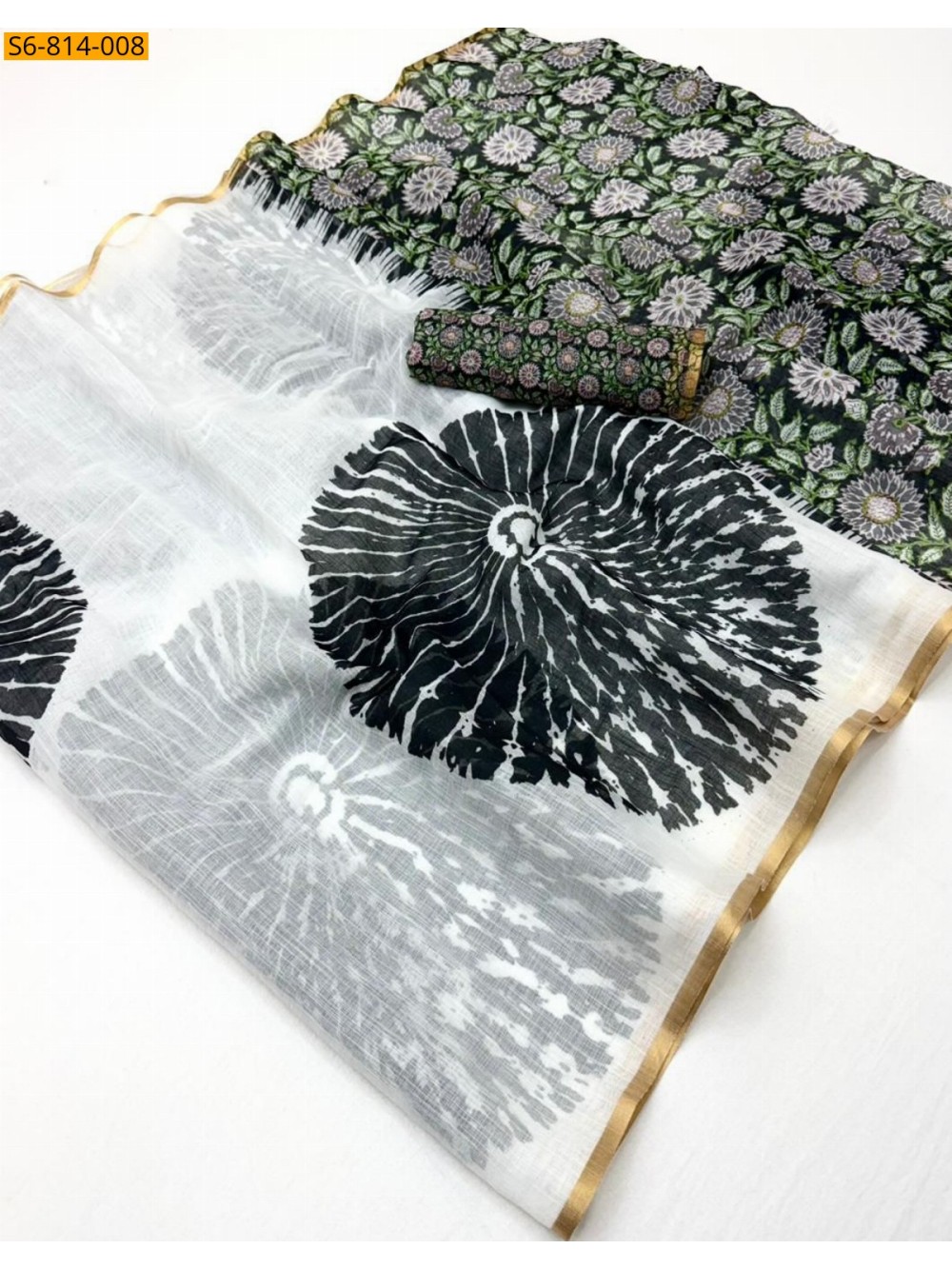 Fancy Soft mix cotton Linen Saree