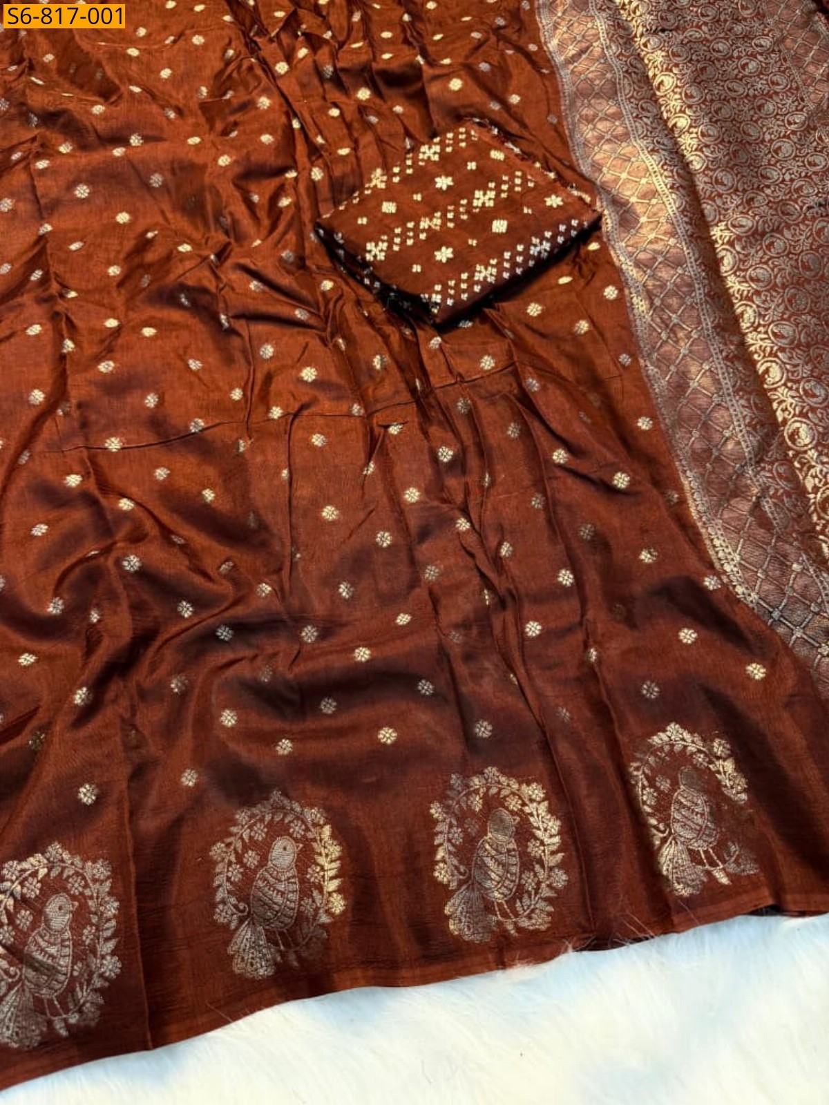 Brown Fancy Viscose Russian Dola Saree