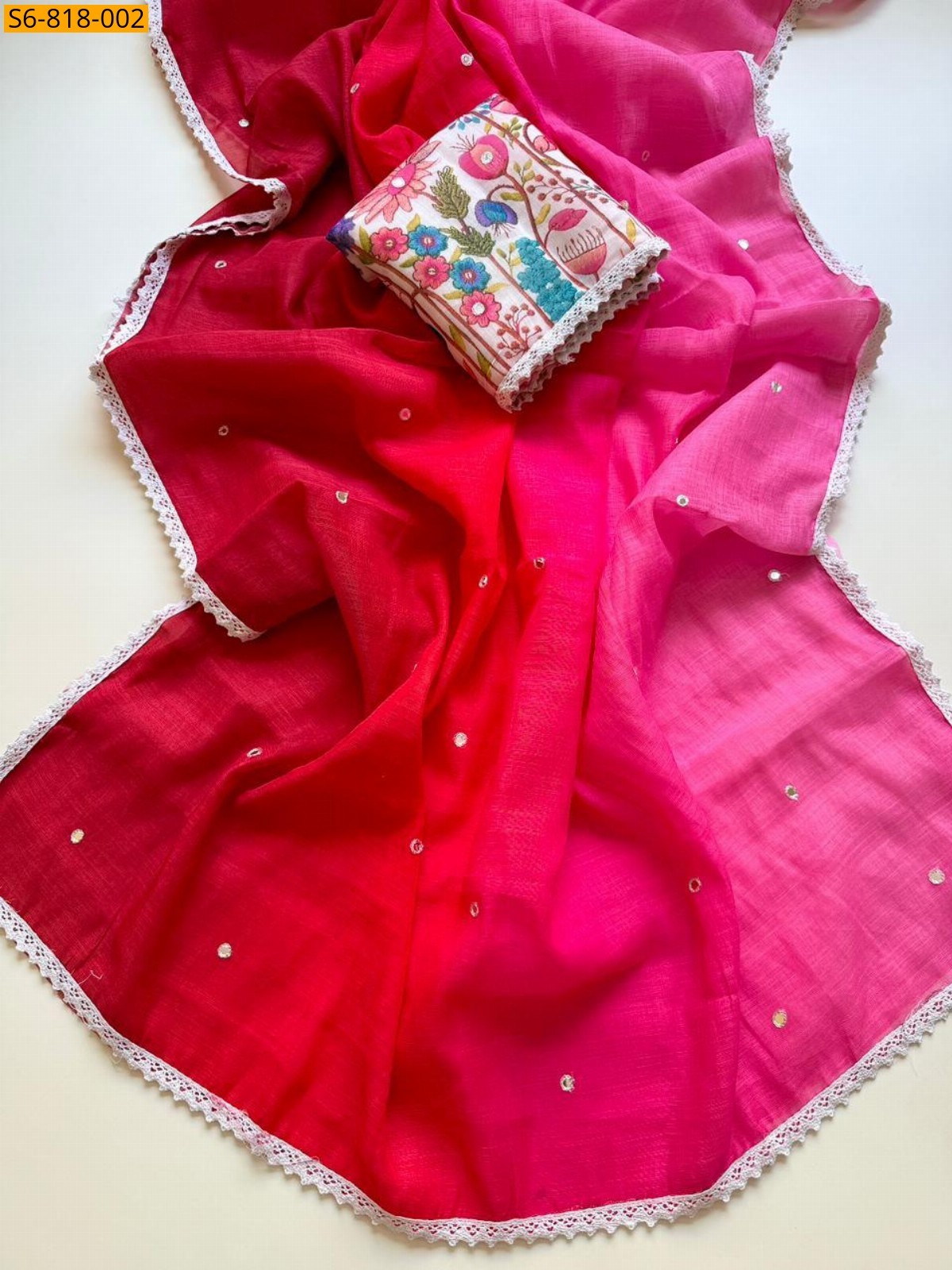 Pink Fancy Soft Peding Linen Saree