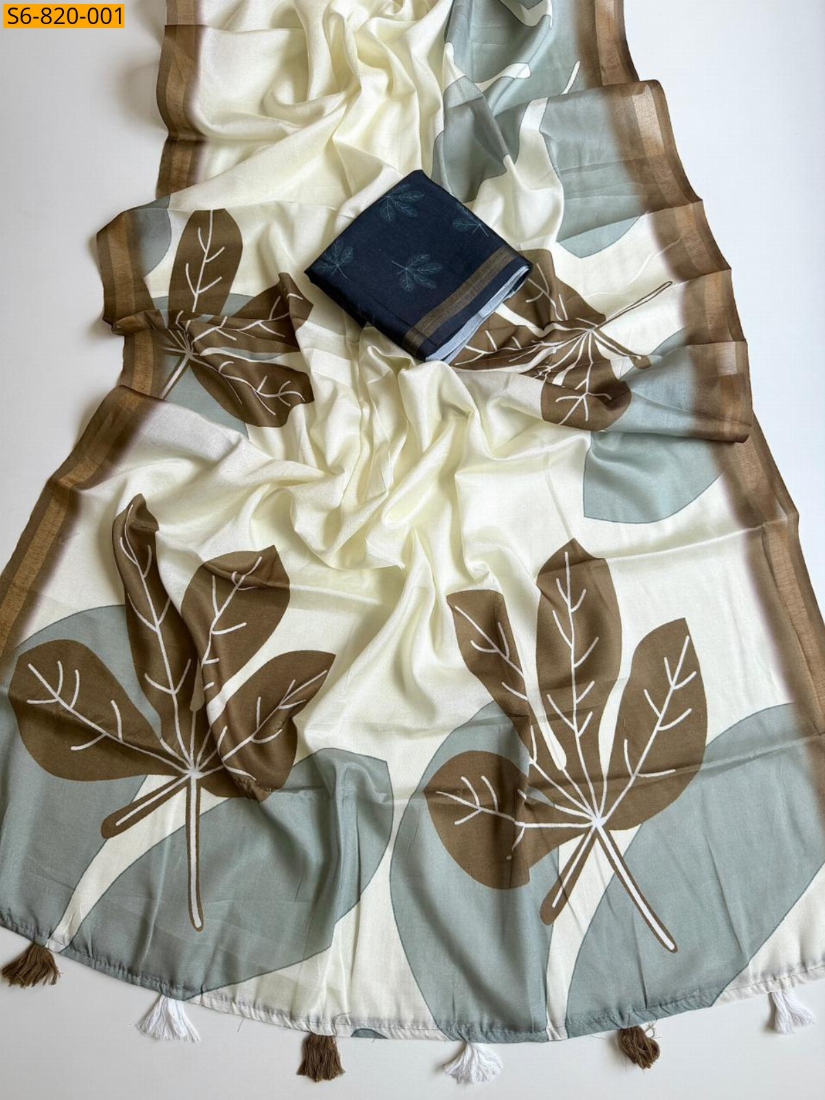 Cream Fancy Soft Mul Cotton Saree