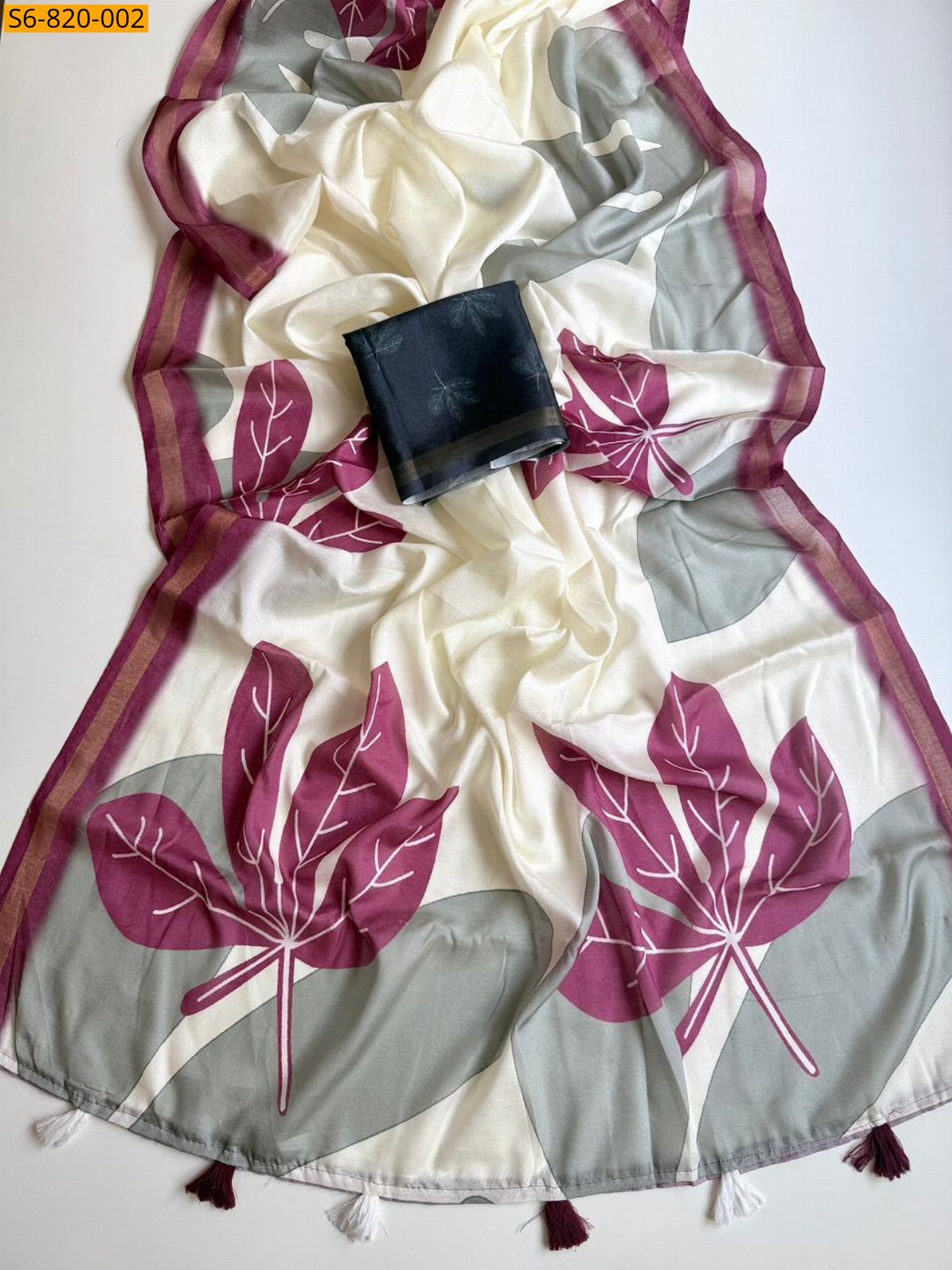 Cream Fancy Soft Mul Cotton Saree