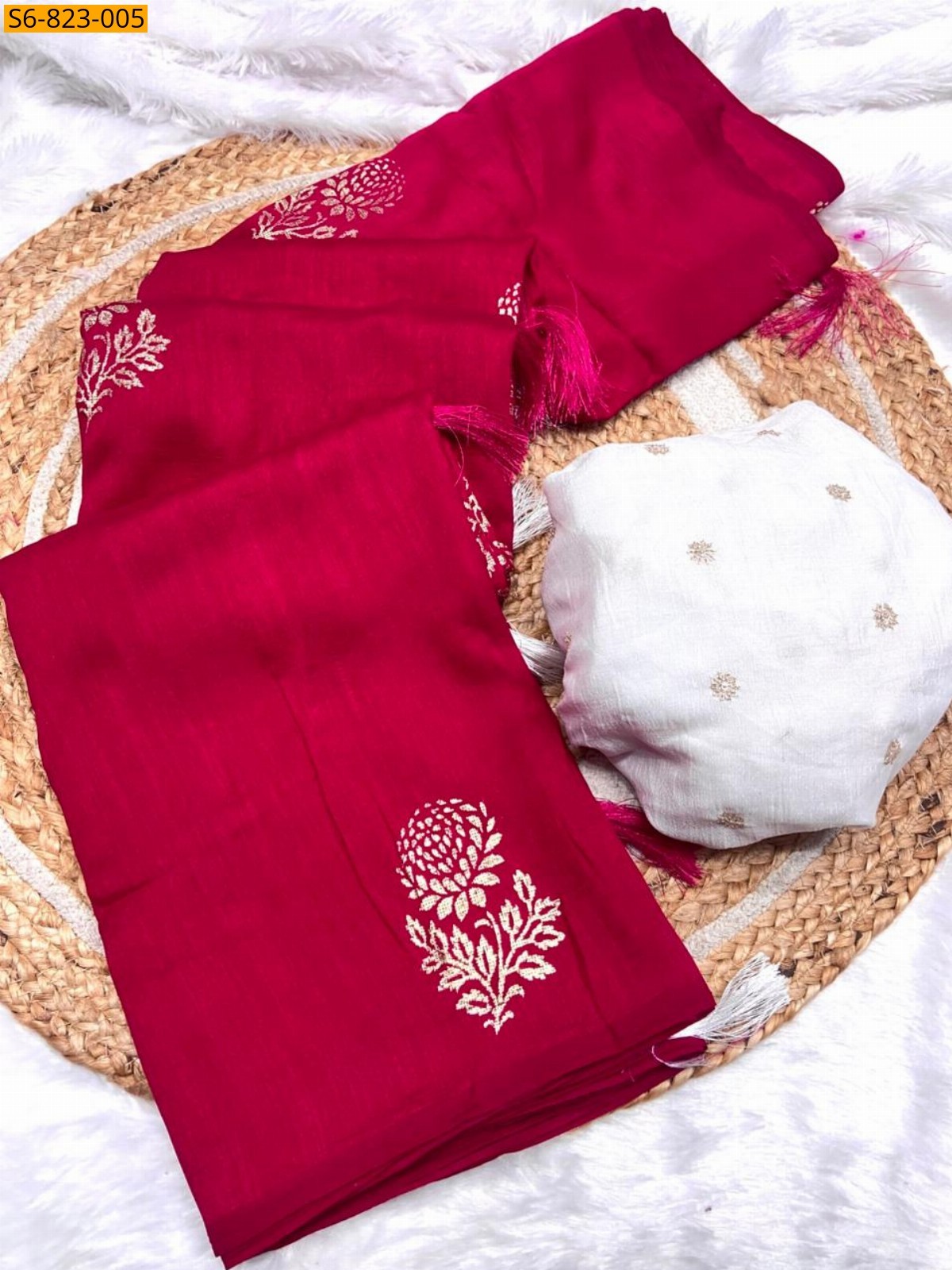 Pink Fancy Blooming Vichitra Silk sarees