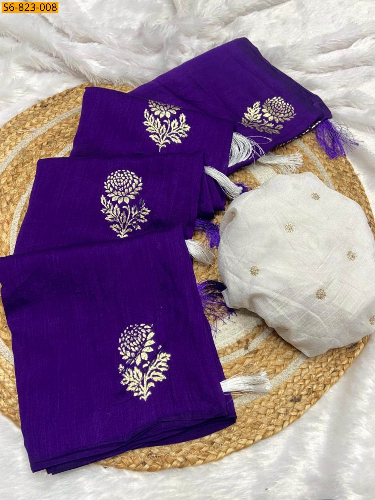 Violet Fancy Blooming Vichitra Silk sarees