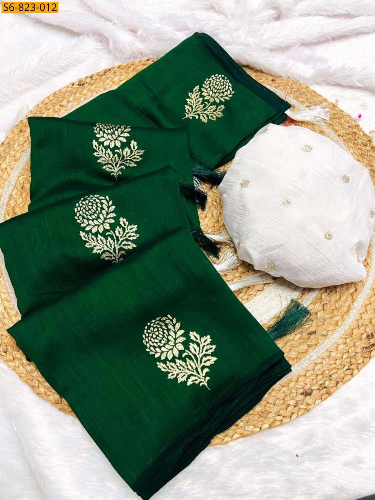 Green Fancy Blooming Vichitra Silk sarees