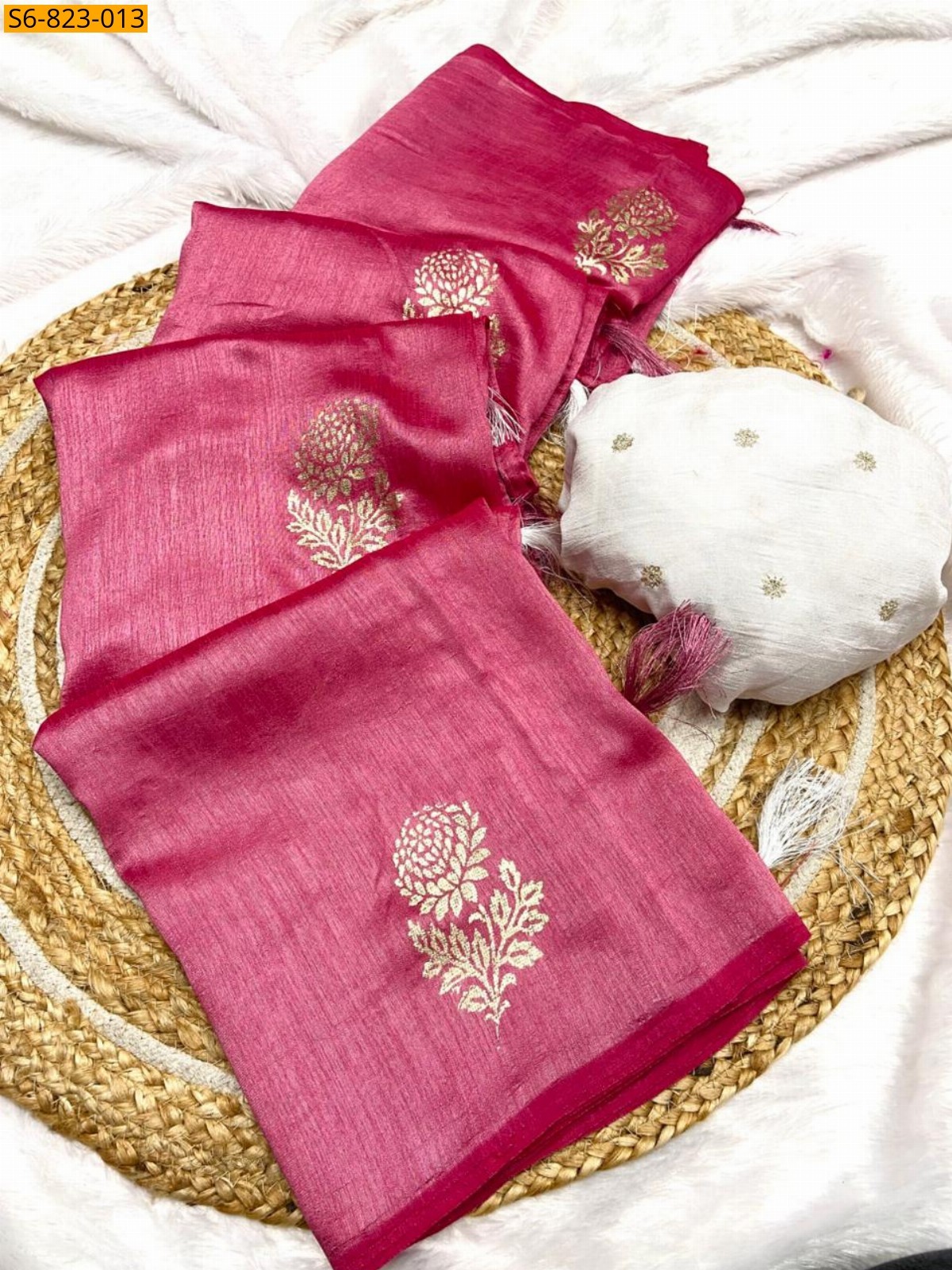 Pink Fancy Blooming Vichitra Silk sarees