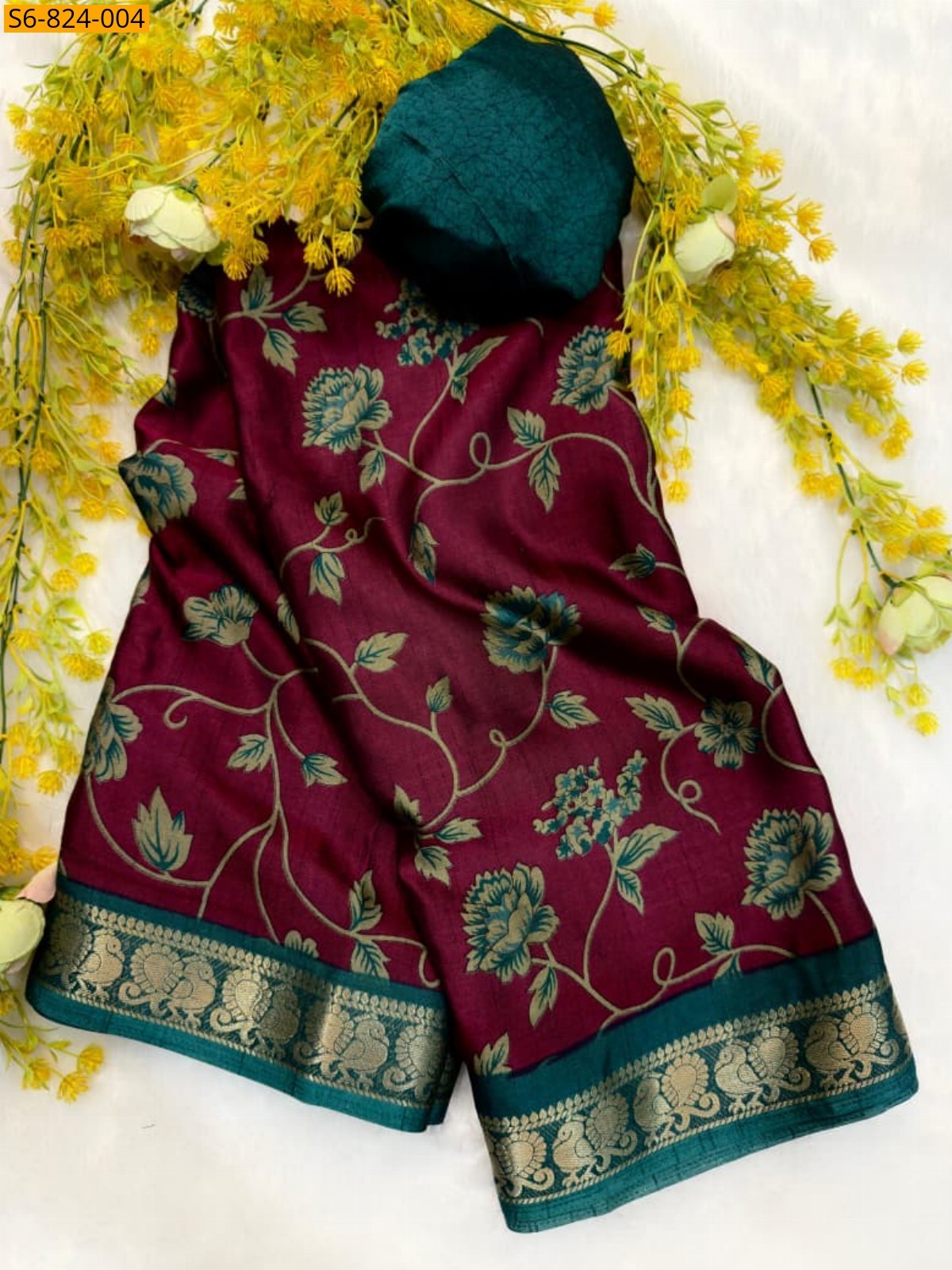 Fancy Soft bleck dola silk sarees - Maroon