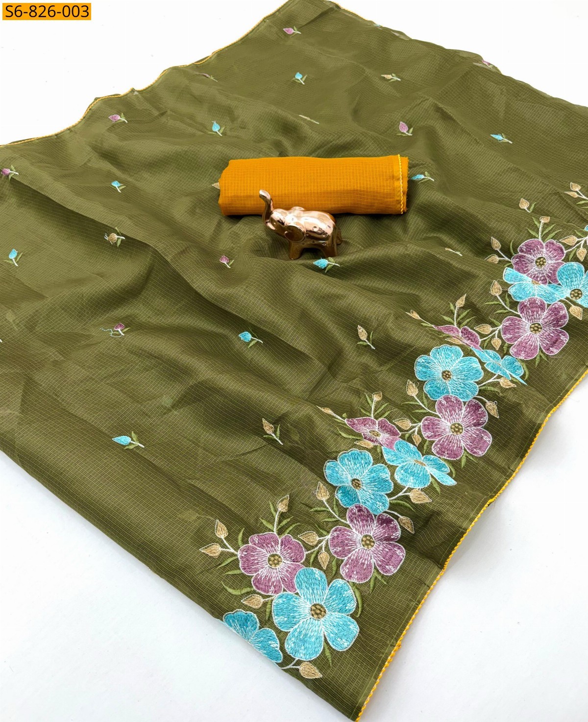 Green Fancy Kota Embroidery Saree