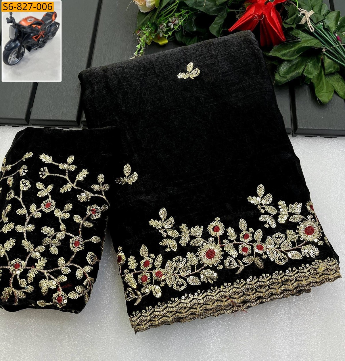 Black Fancy Soft space silk fendy satin Saree