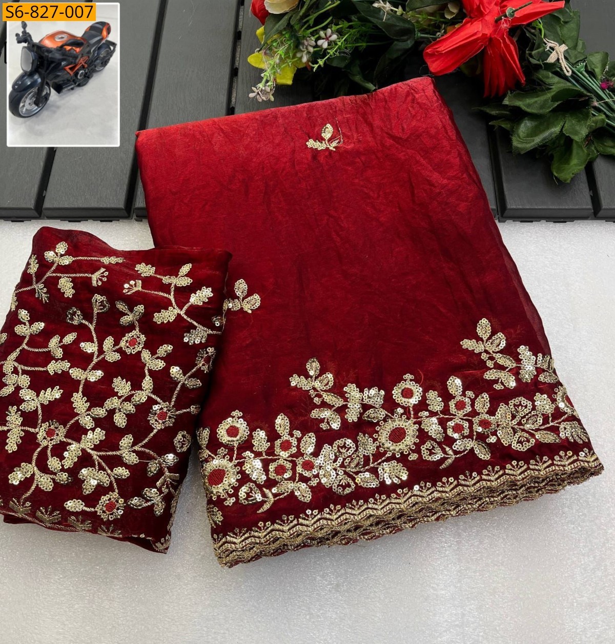 Orange Fancy Soft space silk fendy satin Saree