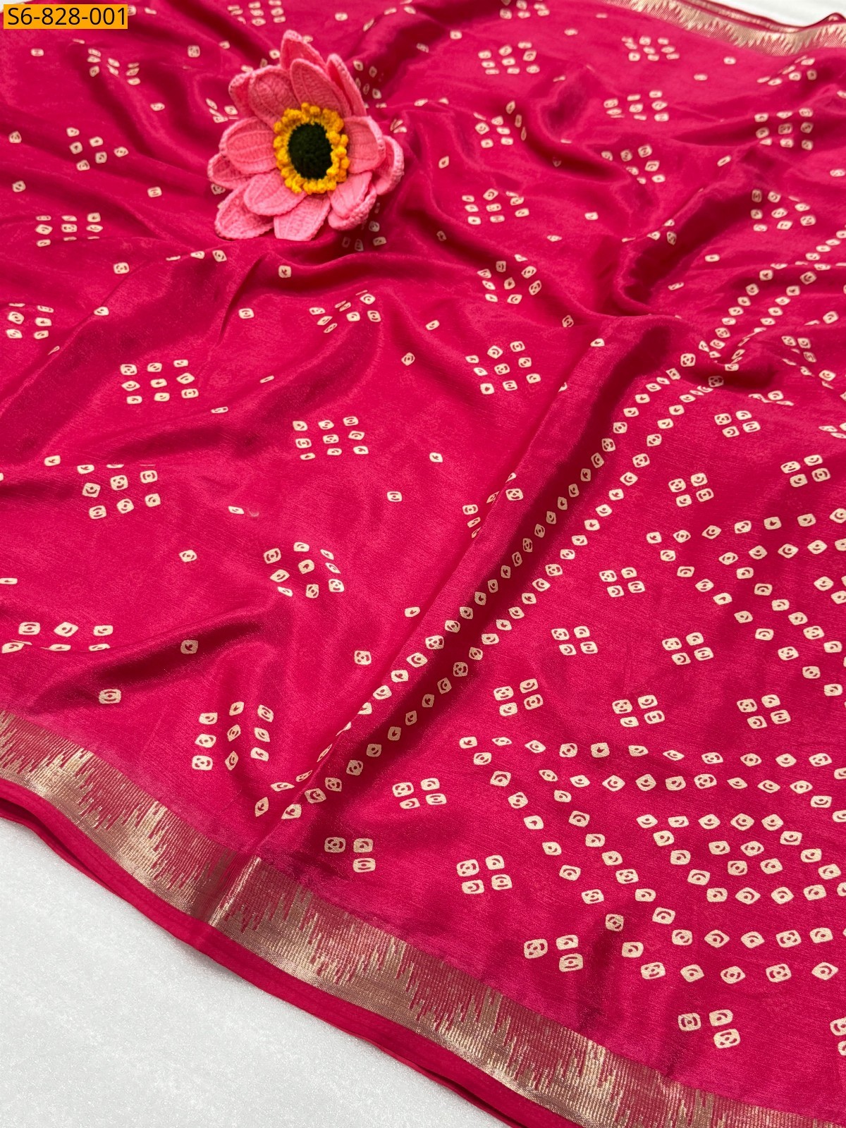 Pink Fancy Chinon Silk Saree