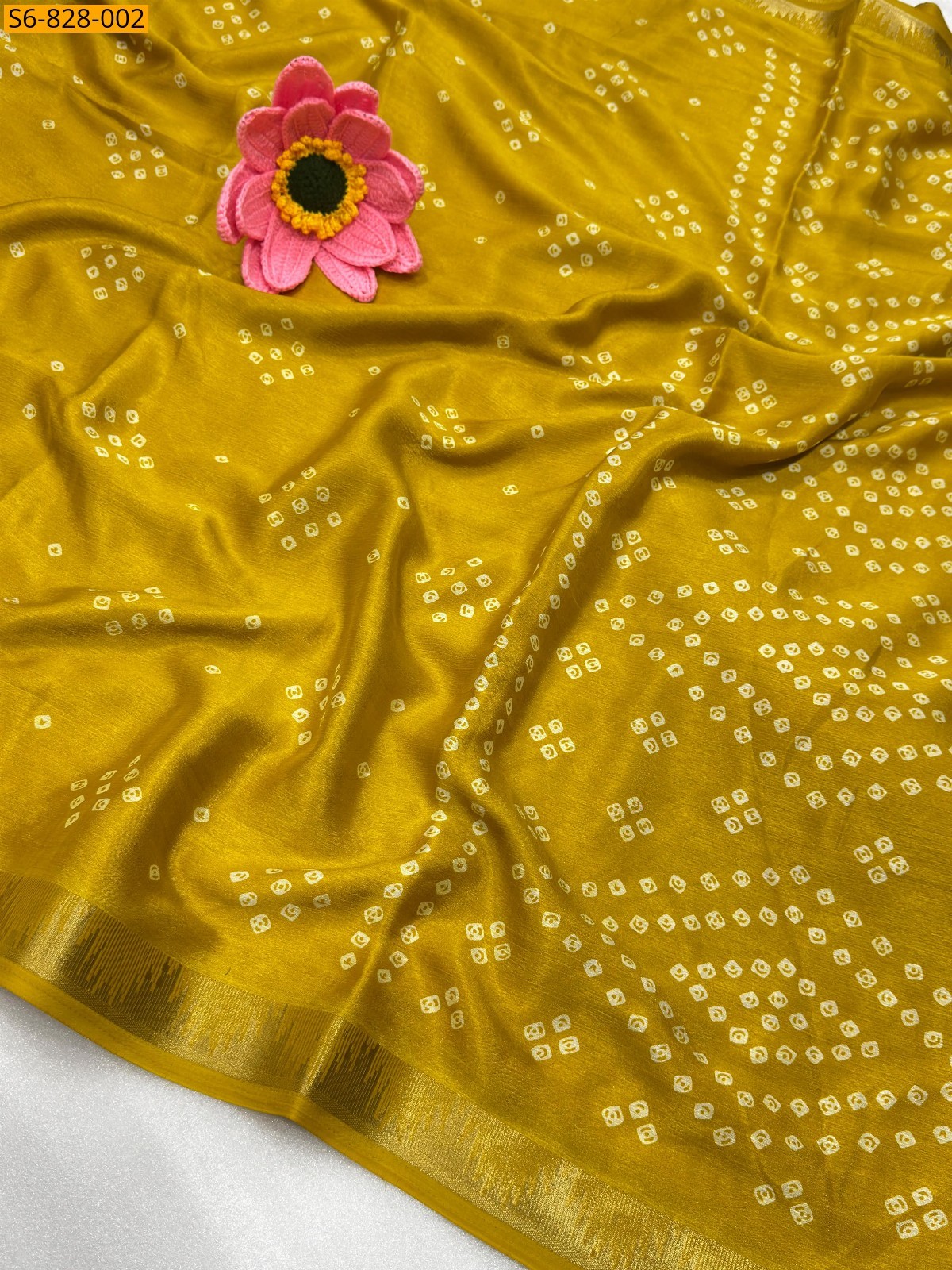 Mustard Fancy Chinon Silk Saree