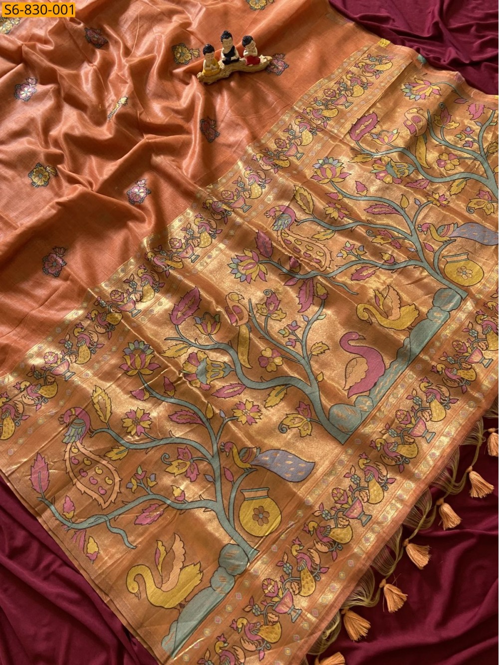 Fancy Soft Muga Cotton Paithani Saree