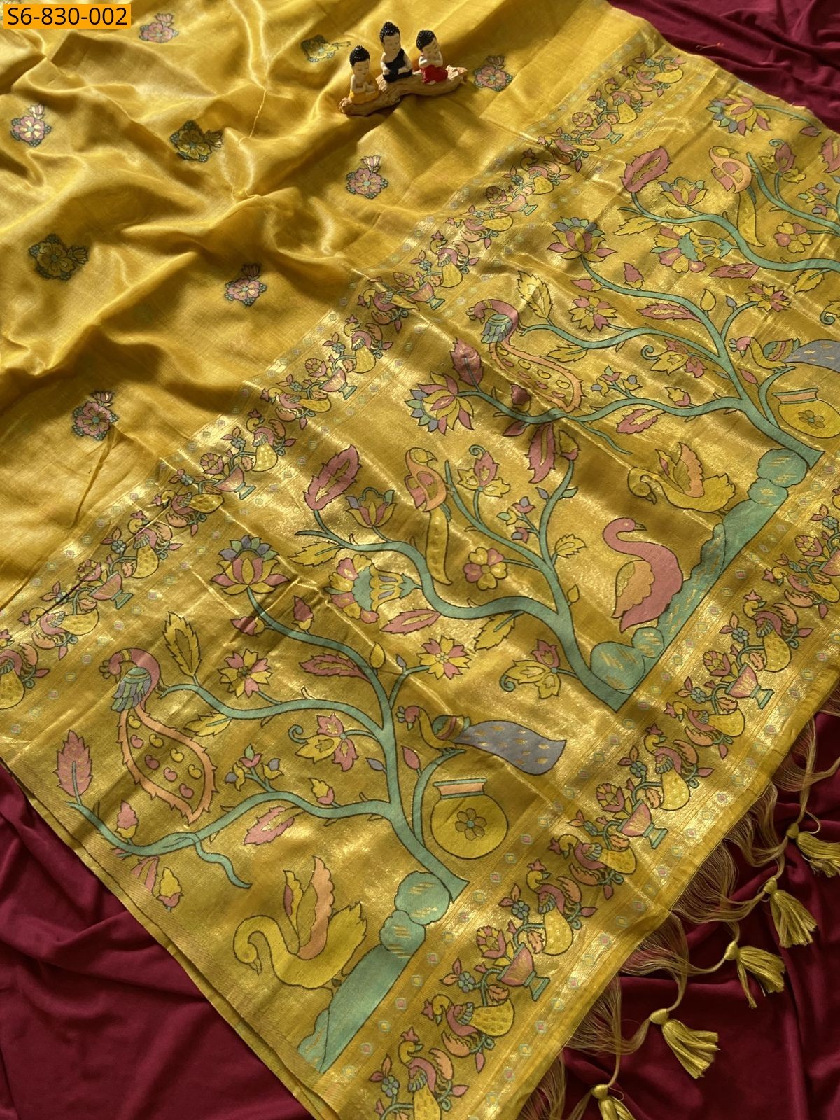Gold Fancy Soft Muga Cotton Paithani Saree