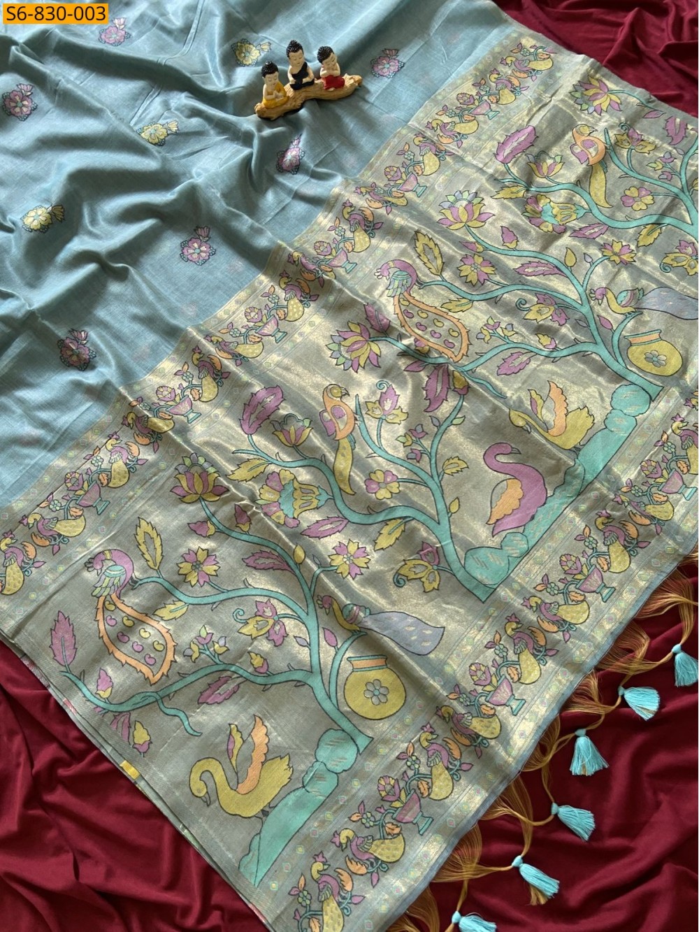 Fancy Soft Muga Cotton Paithani Saree