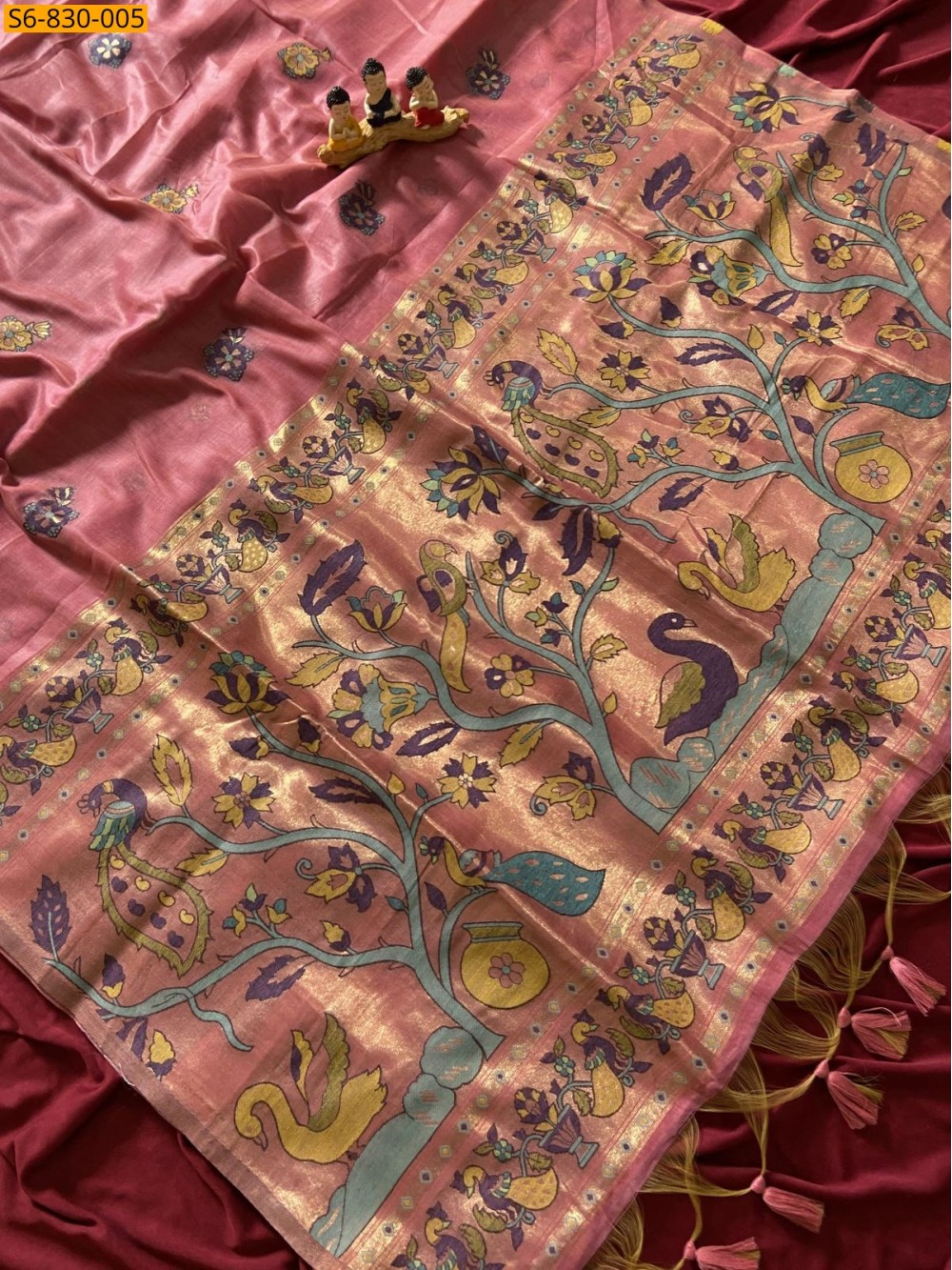 Fancy Soft Muga Cotton Paithani Saree